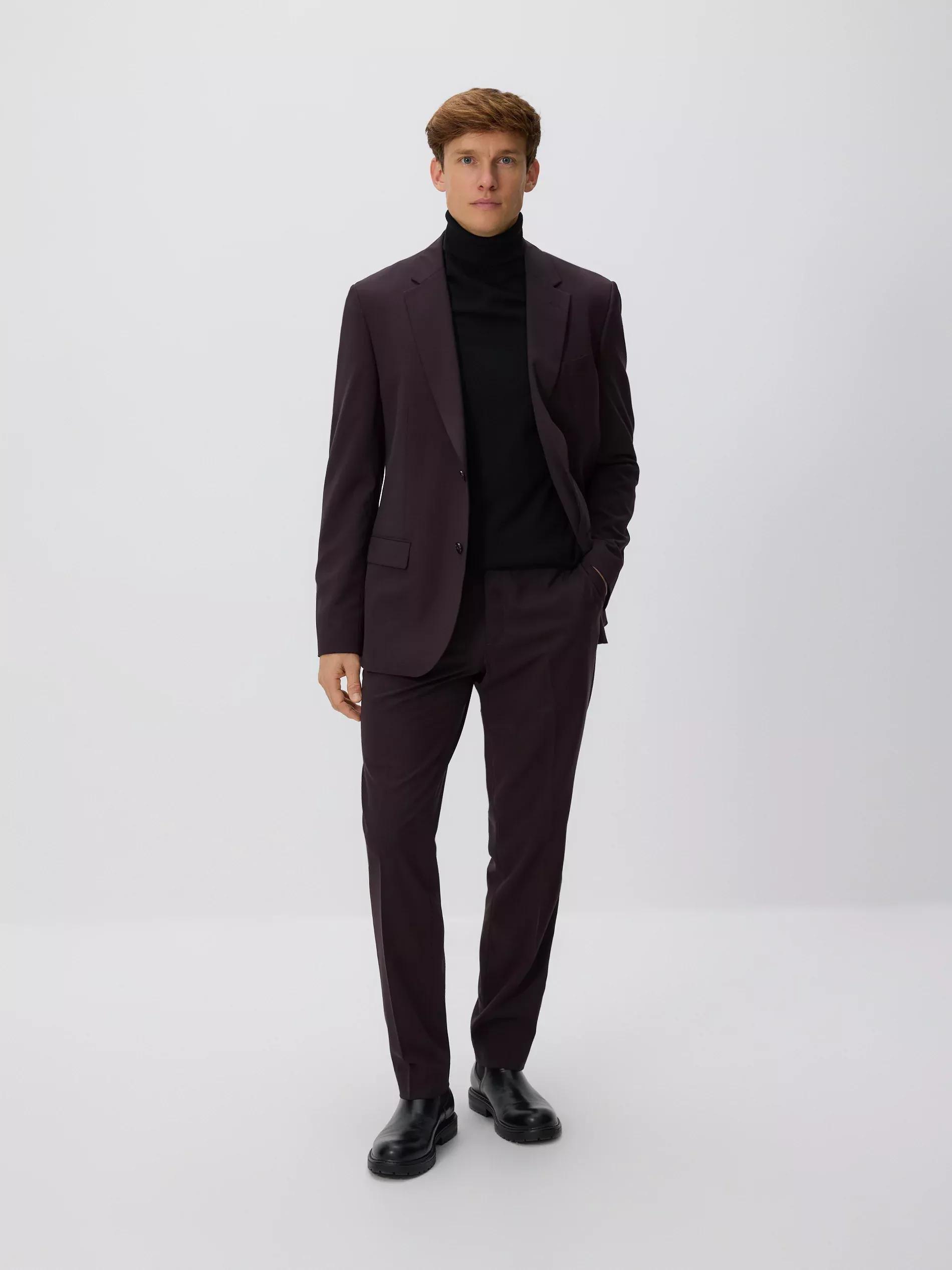 Brown Slim Suit Trousers, Burgundy, large image number 1