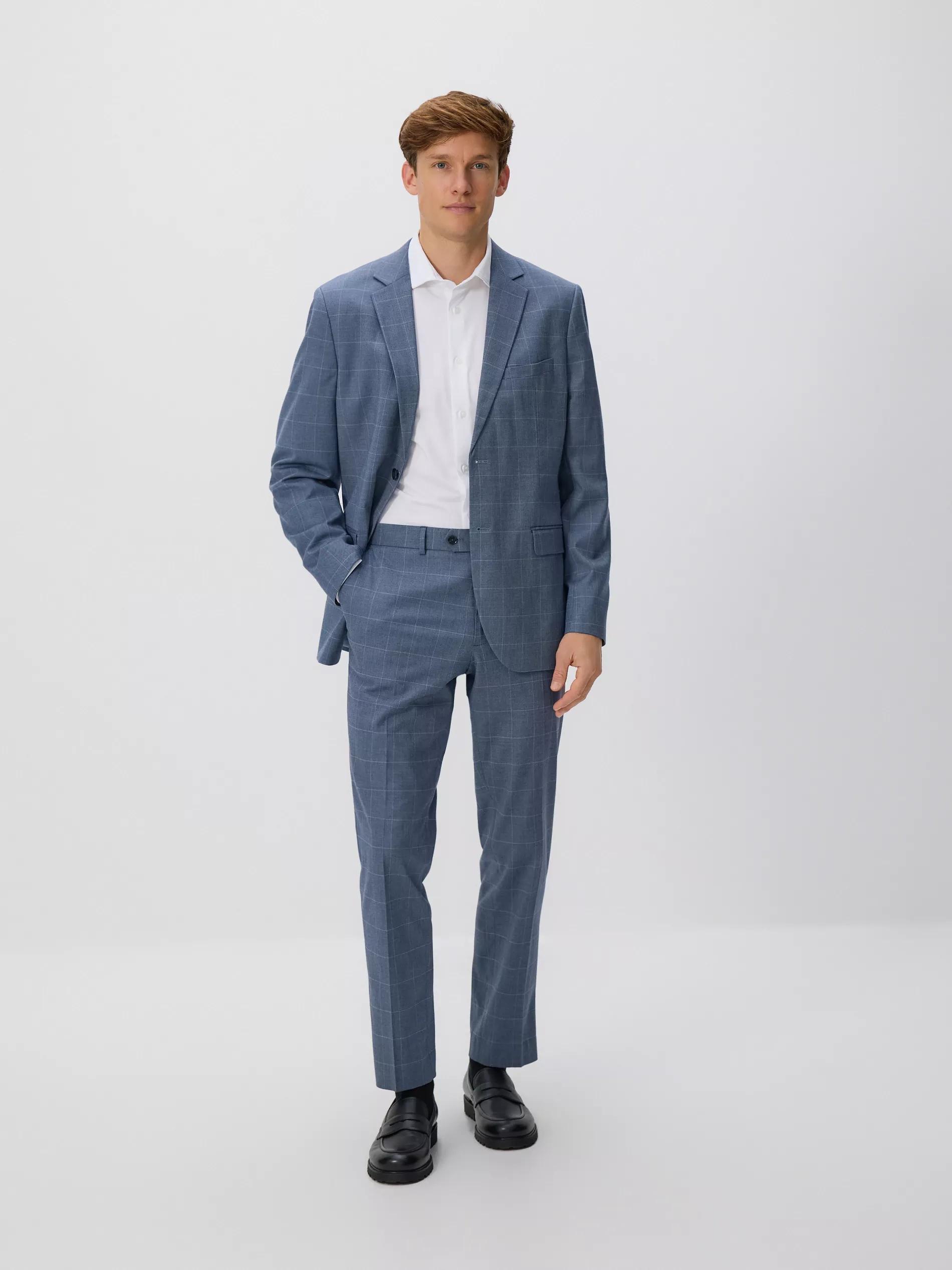 Indigo Viscose Rich Suit Trousers, 7401_57P, large image number 1