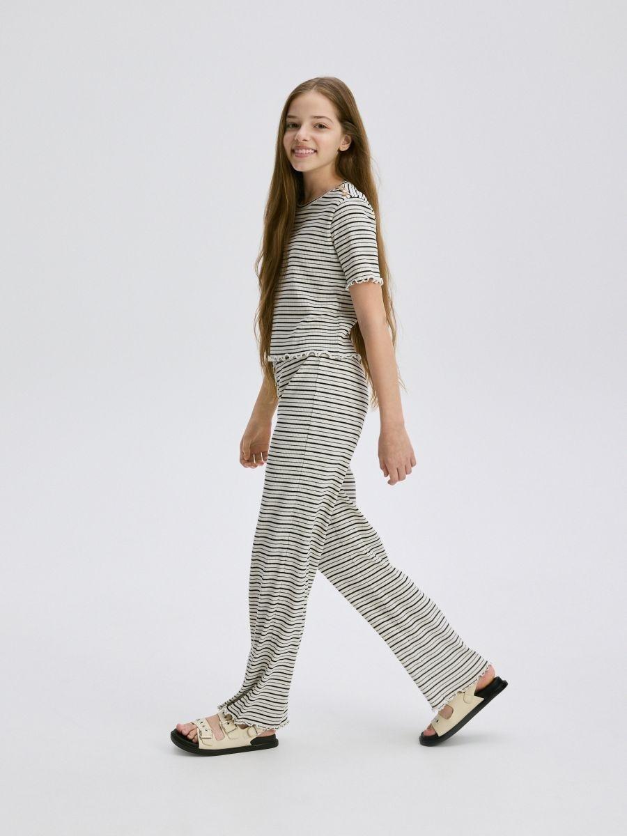 Cream Trousers, Kids Girl, , medium