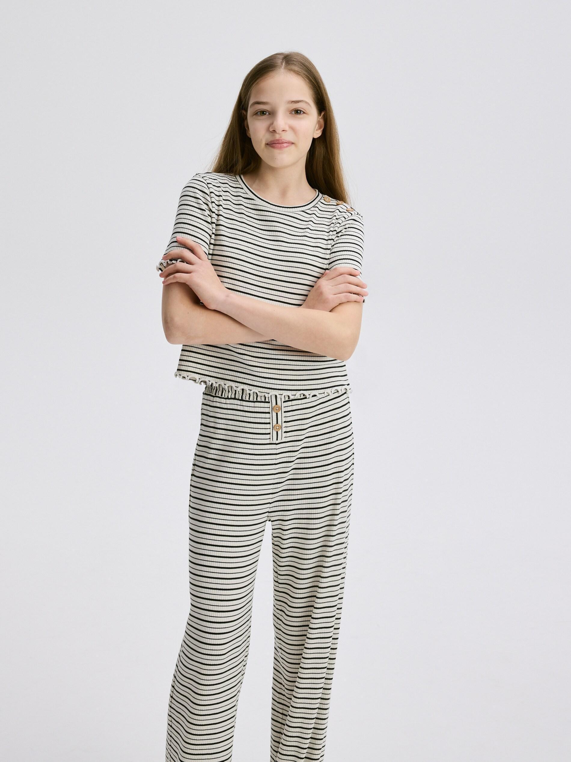 Cream Trousers, Kids Girl, Ivory, large image number 1