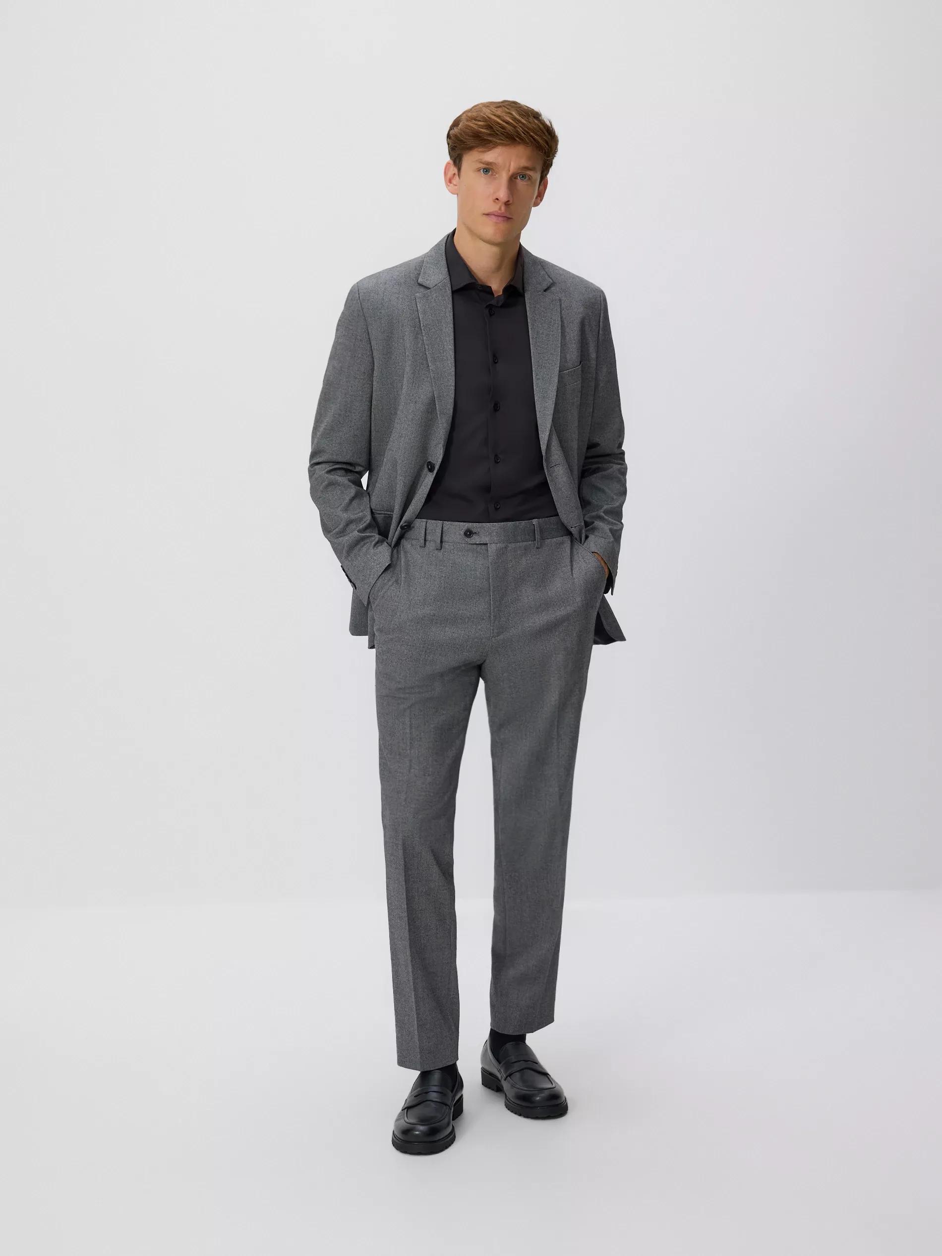 Black Suit Trousers With Pressed Crease, Black, large image number 1