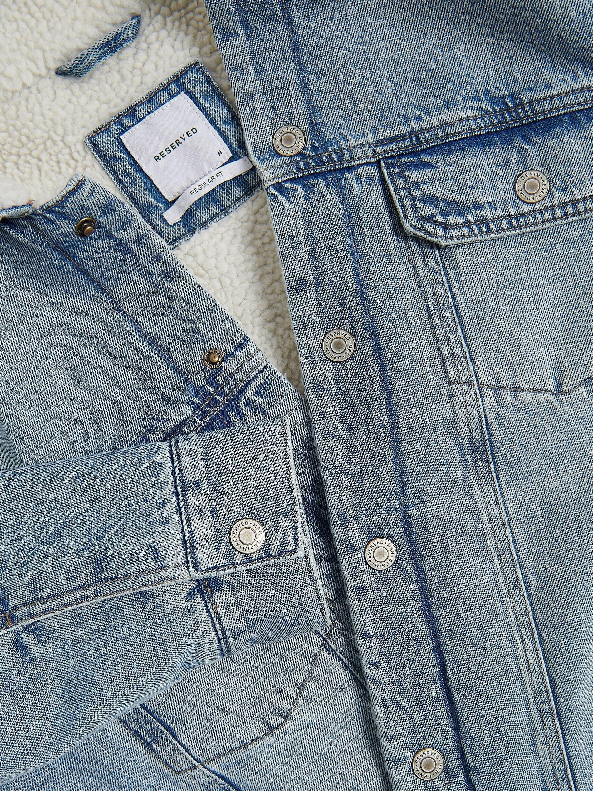 Blue Denim Sherpa Jacket, Blue, large image number 5