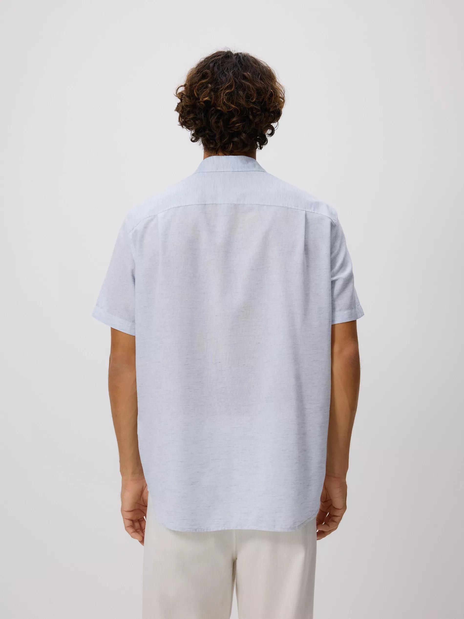 PALE BLUE Regular fit shirt with linen blend, Blue, medium