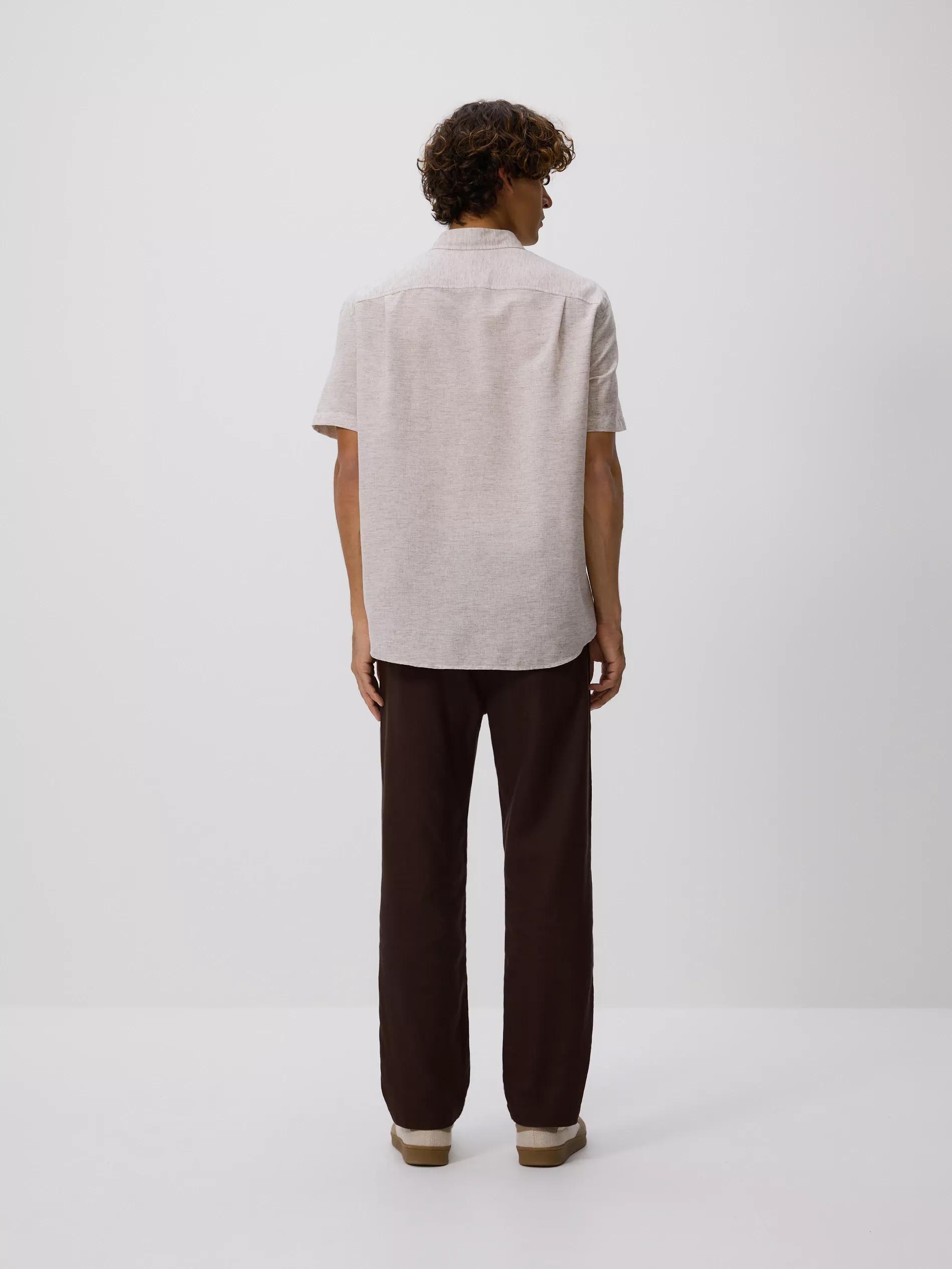 BEIGE Regular fit shirt with linen blend, Beige, medium