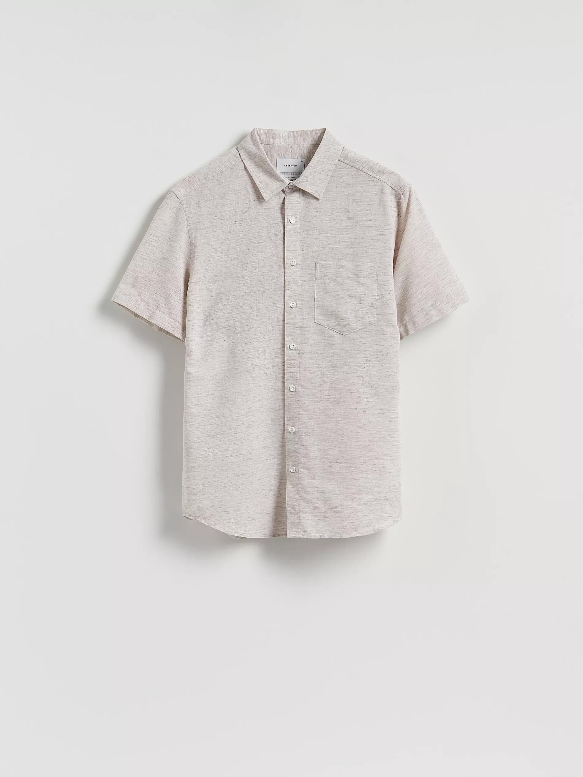 BEIGE Regular fit shirt with linen blend, Beige, large image number 3