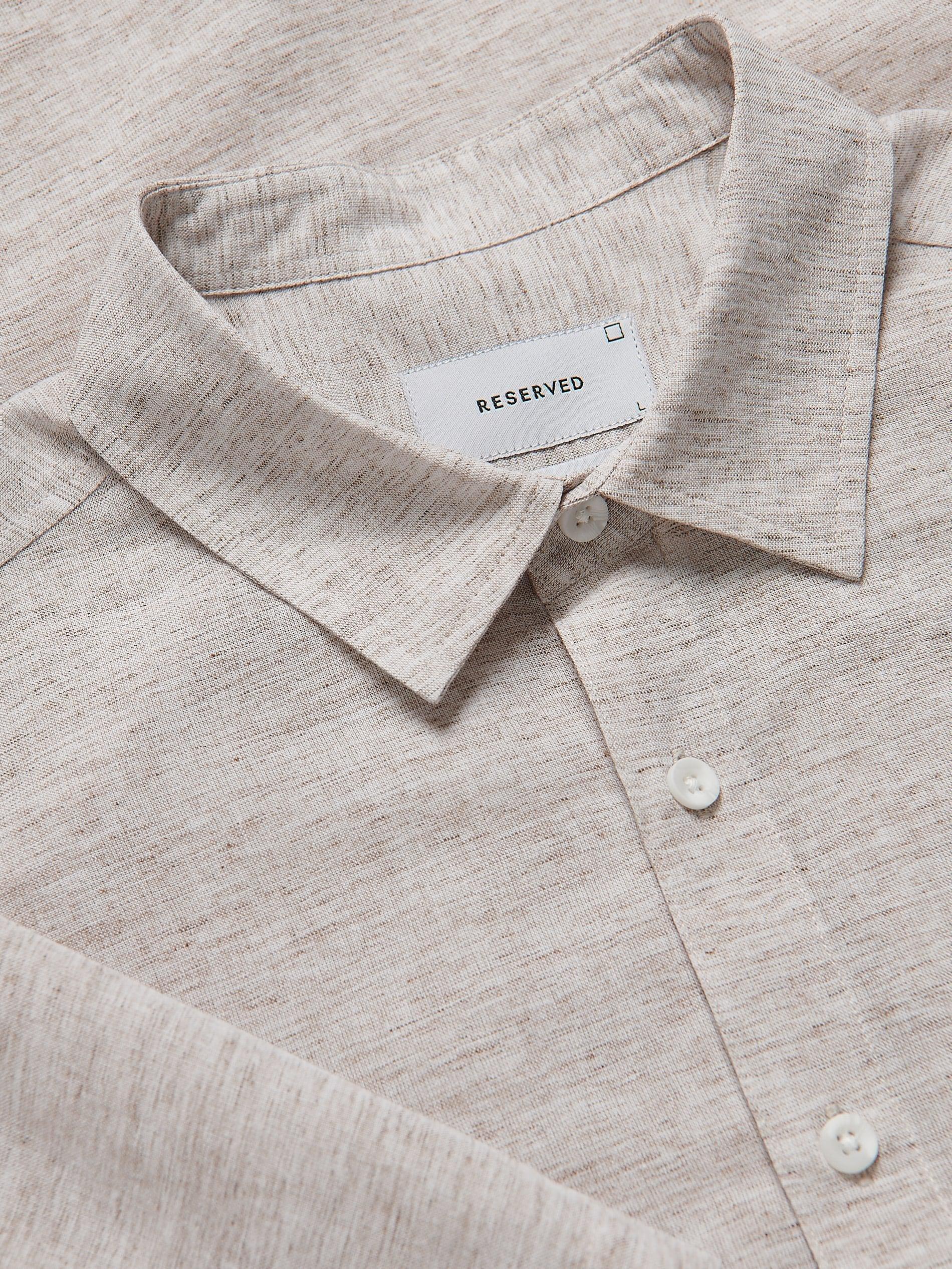 BEIGE Regular fit shirt with linen blend, , large image number 4