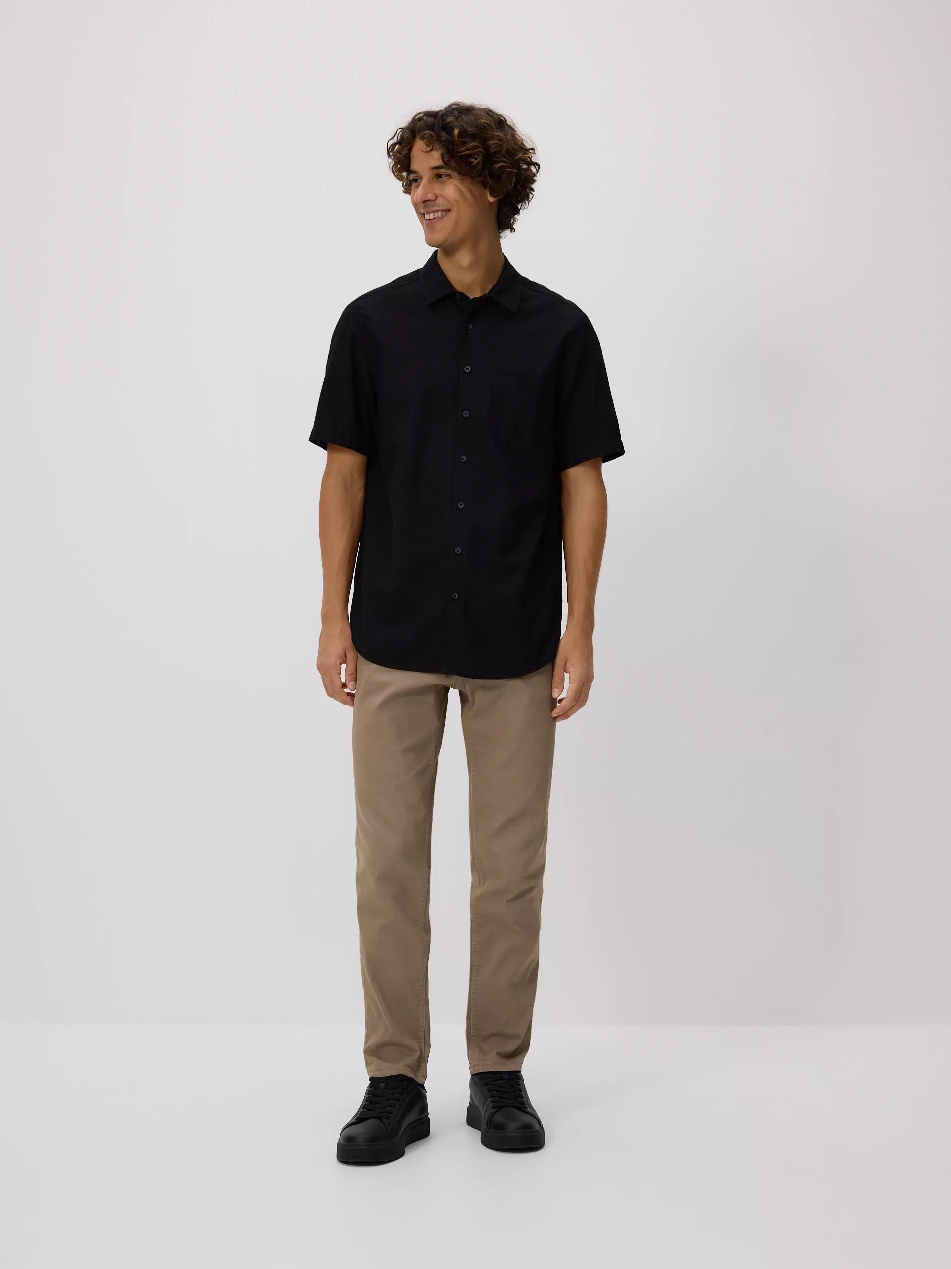 BLACK Regular fit shirt with linen blend, Black, medium