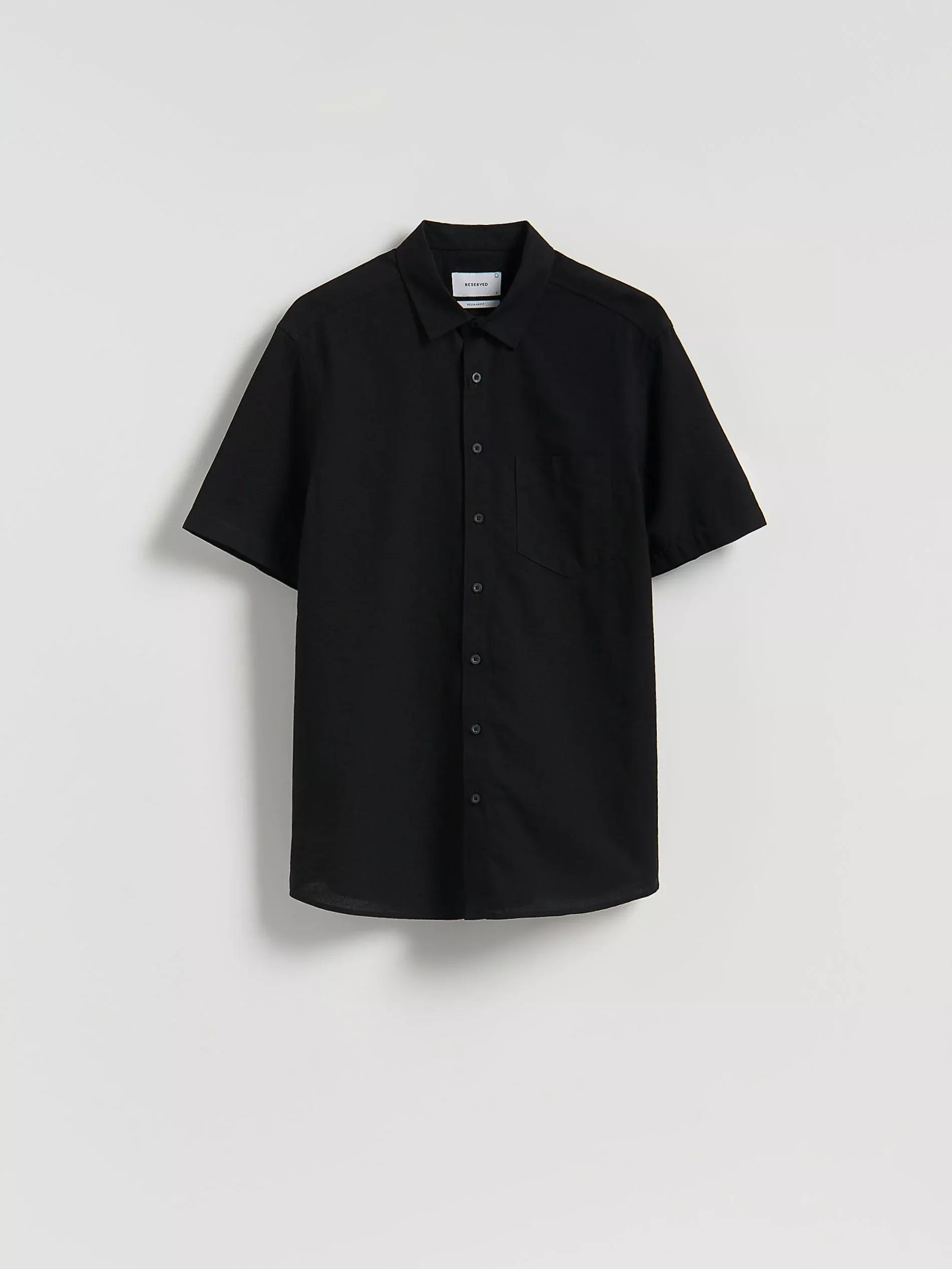 BLACK Regular fit shirt with linen blend, Black, large image number 4