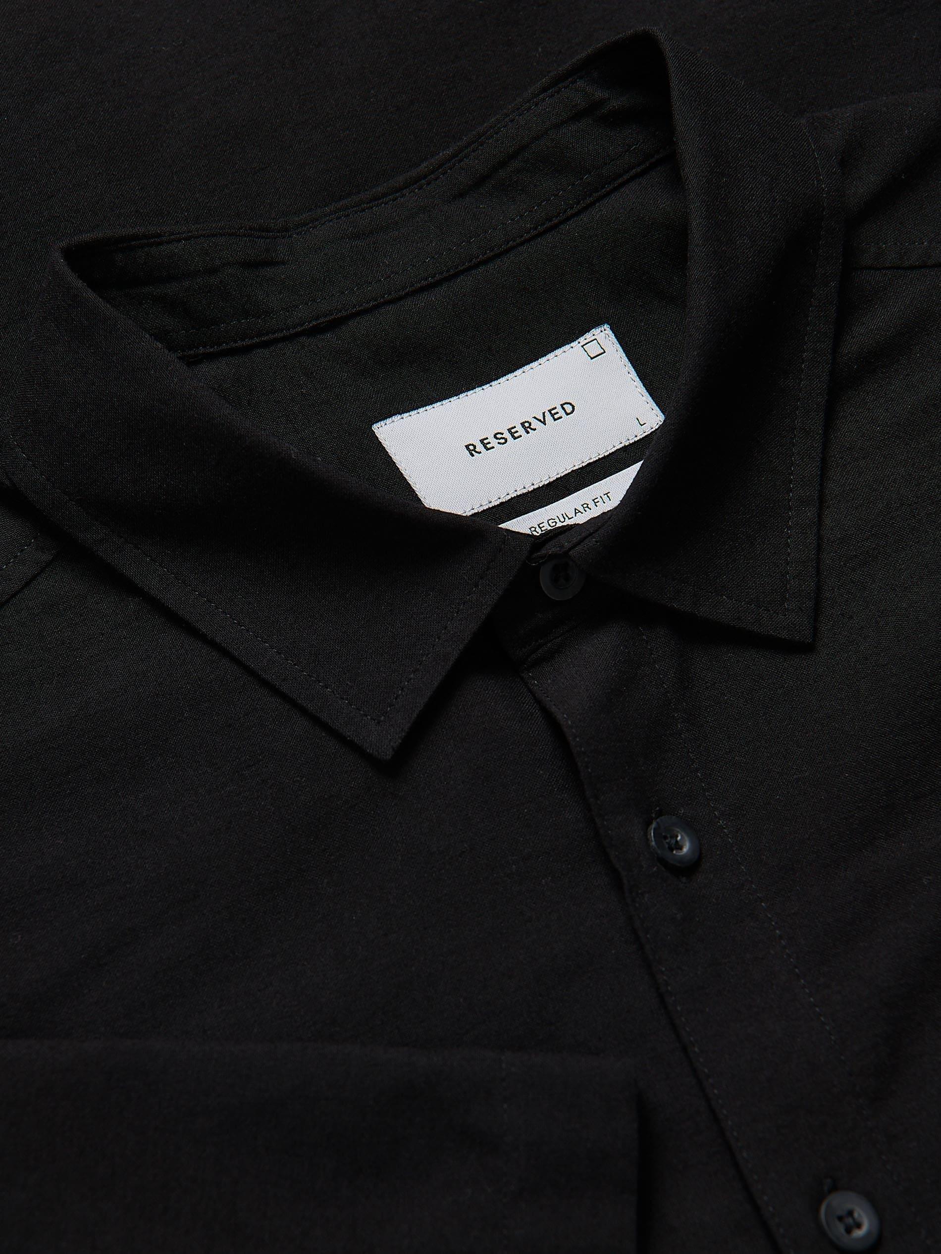 BLACK Regular fit shirt with linen blend, Black, large image number 5