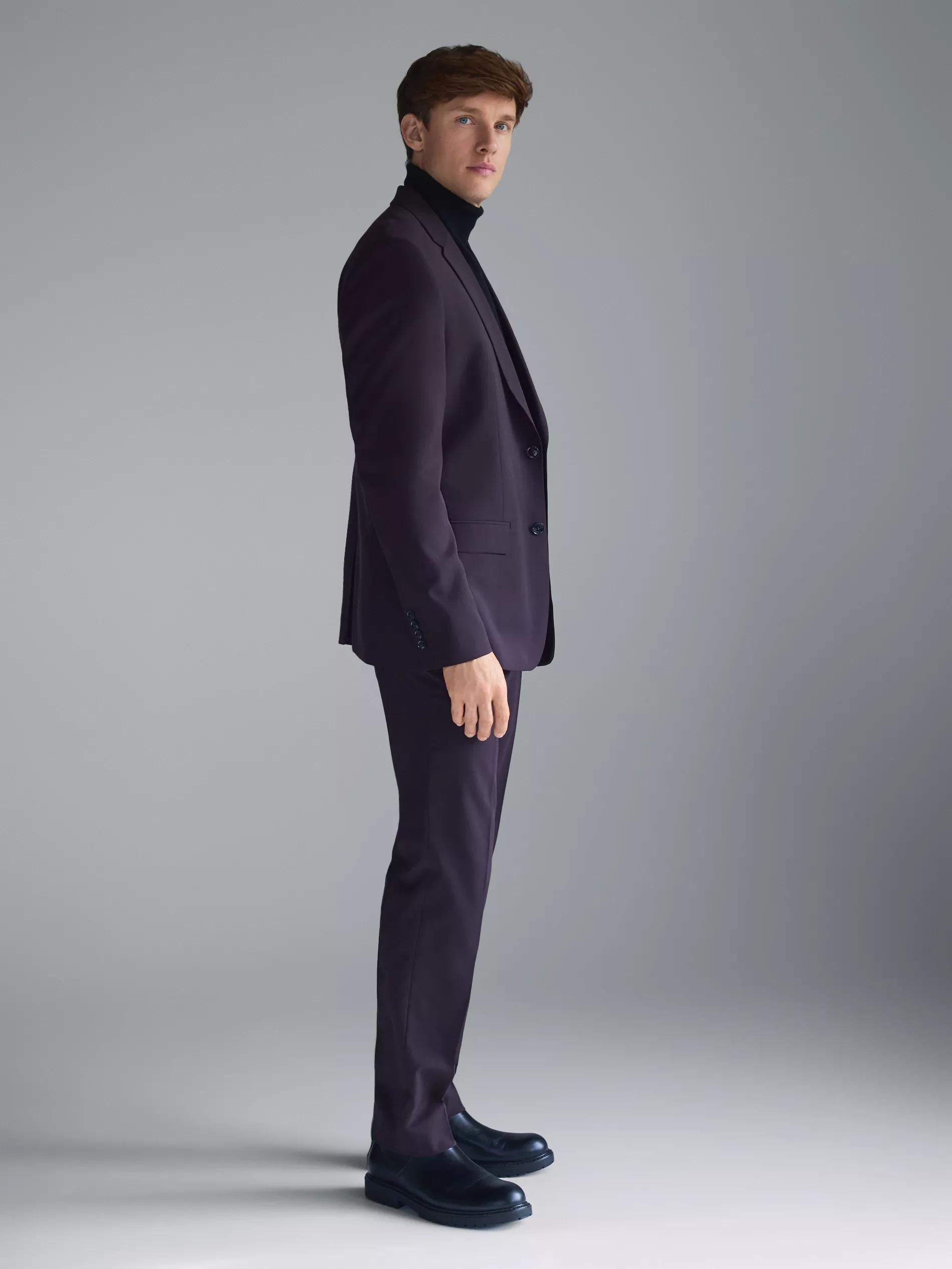 Brown Slim Fit Blazer, Burgundy, large image number 1