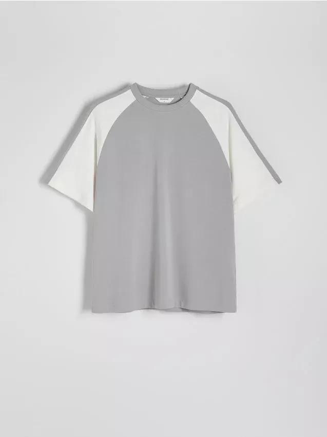 Grey Oversized T-Shirt With Raglan Sleeves, , large image number 0