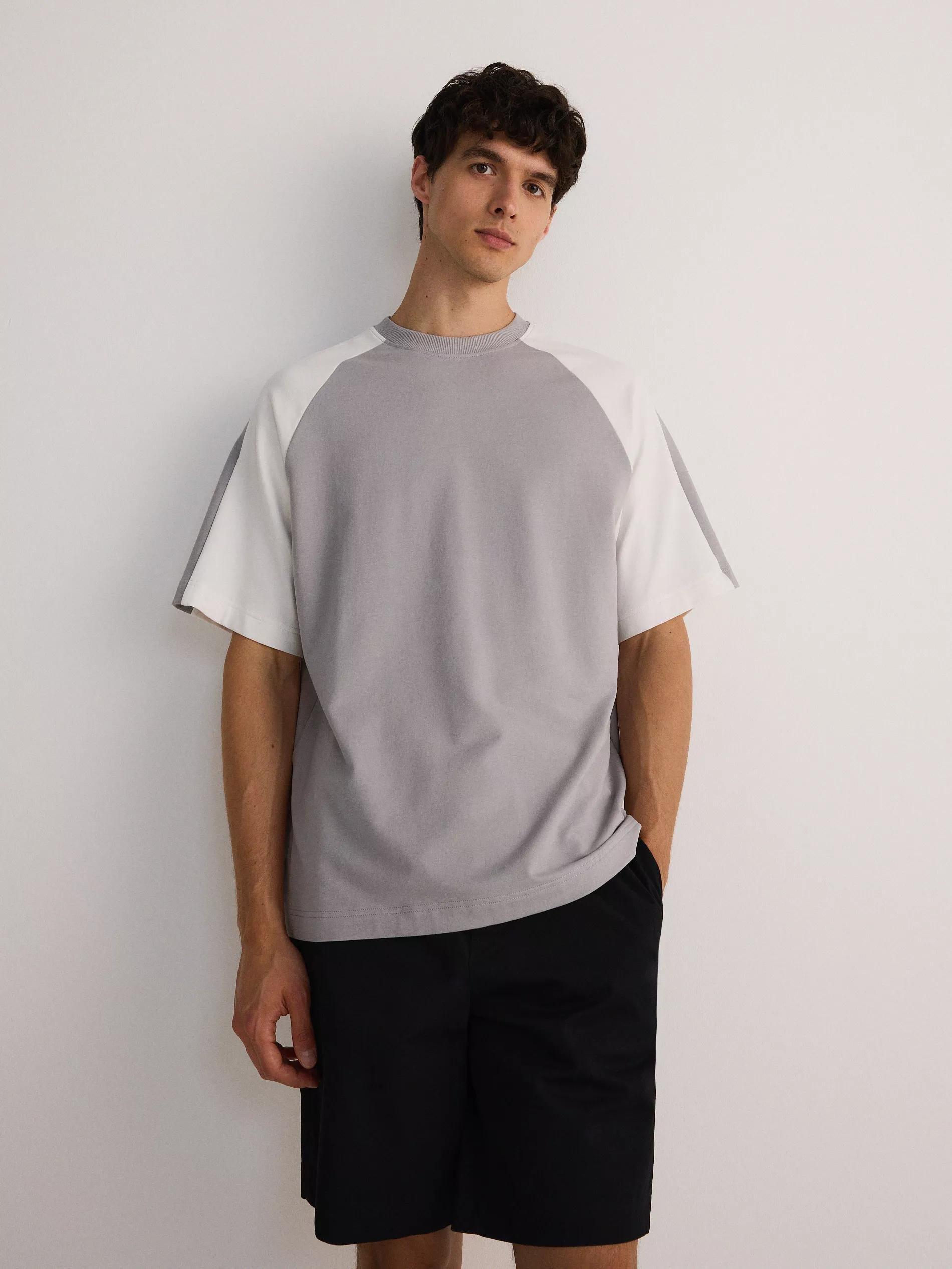 Grey Oversized T-Shirt With Raglan Sleeves, , large image number 2