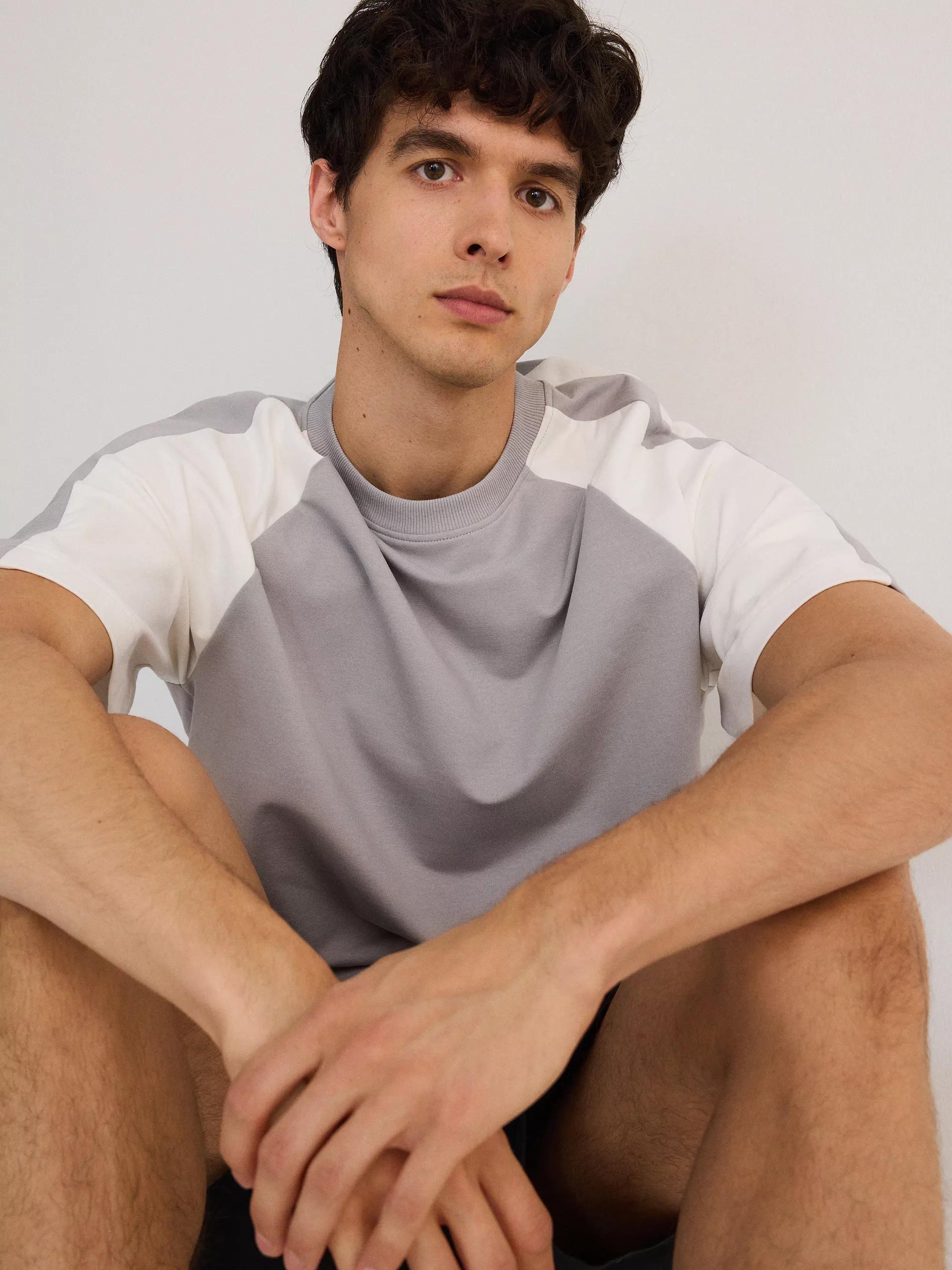 Grey Oversized T-Shirt With Raglan Sleeves, , large image number 5
