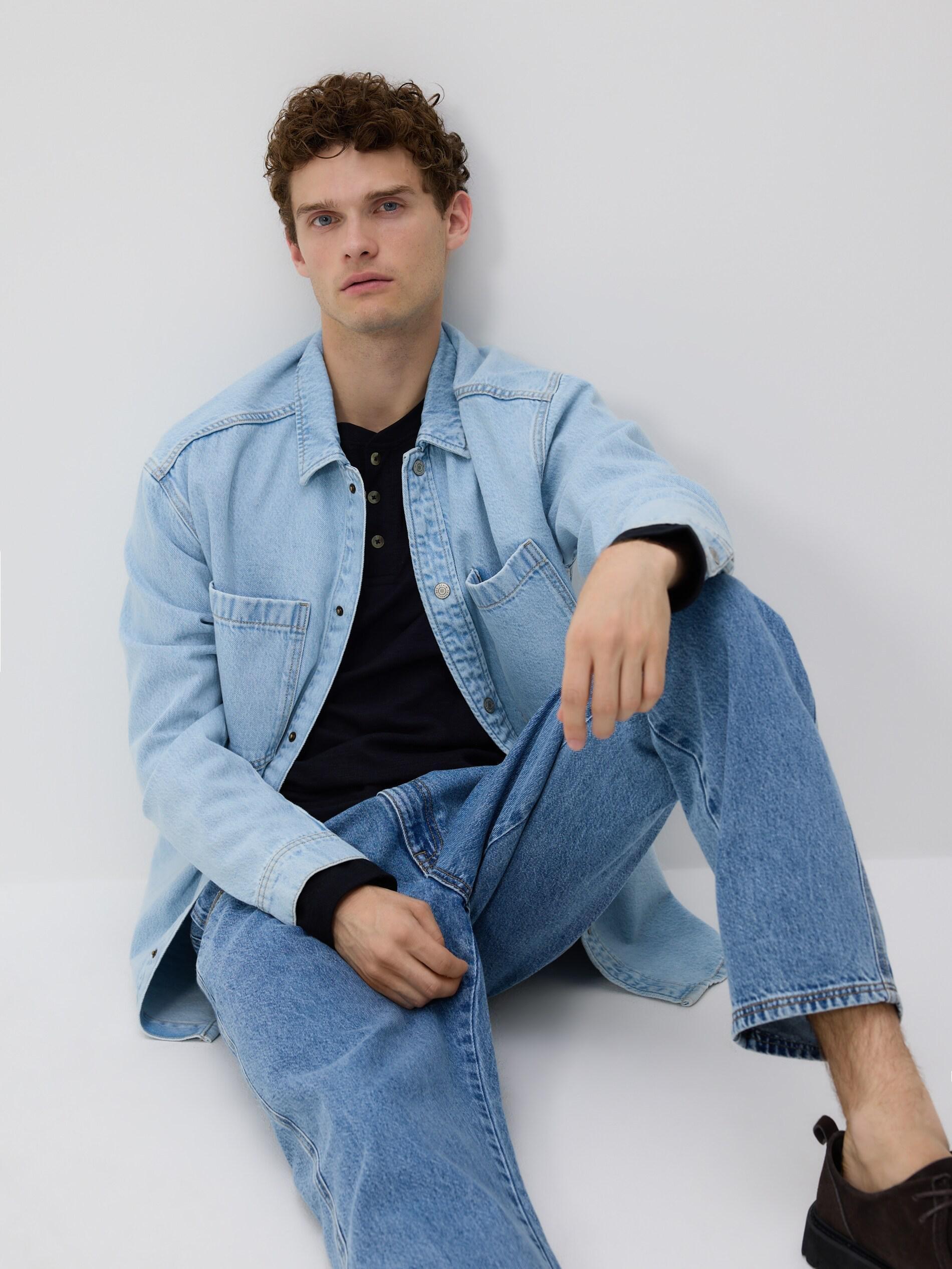 BLUE Comfort fit denim shirt, Blue, medium
