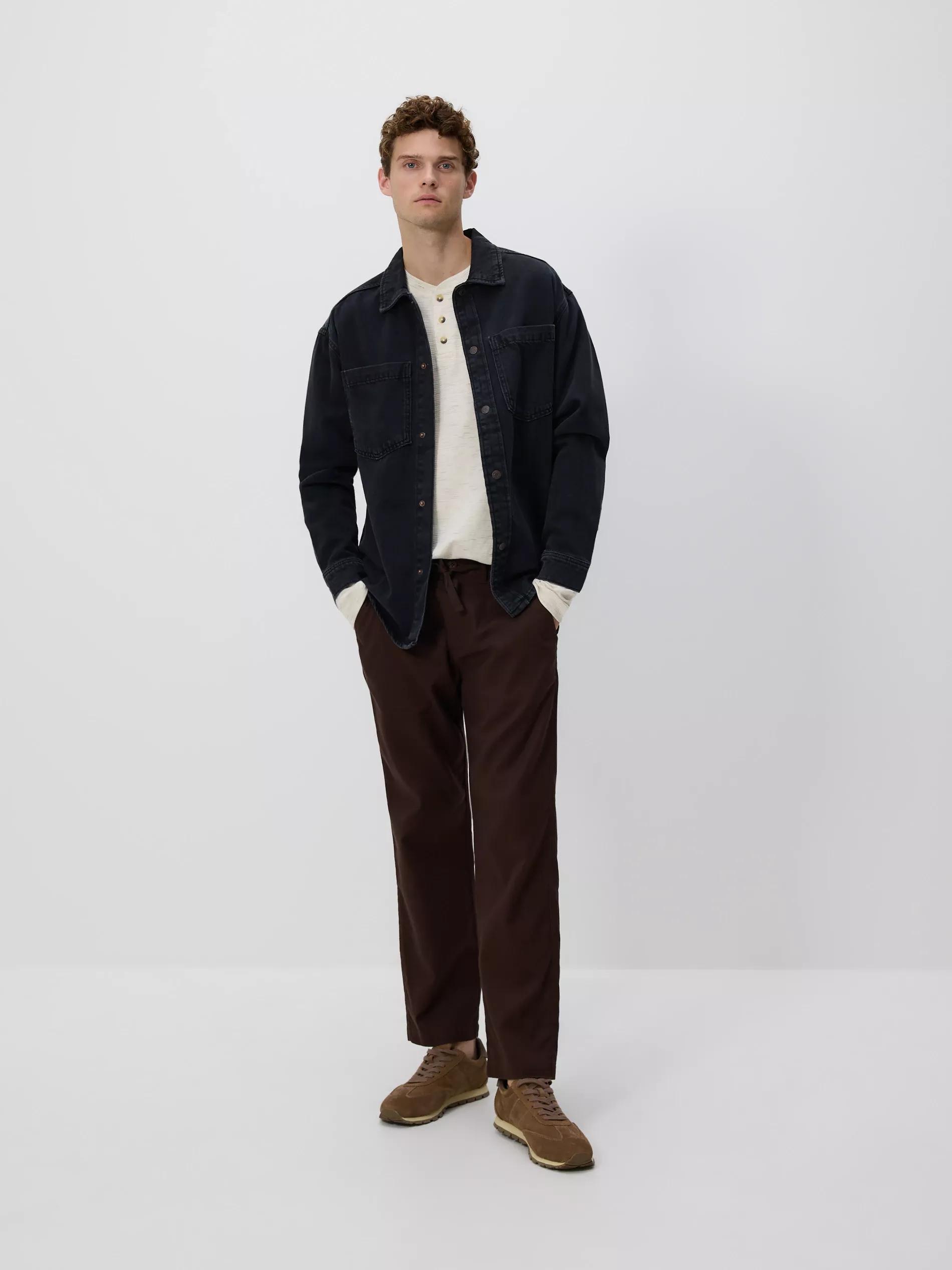 Black Comfort Fit Denim Shirt, , large image number 4