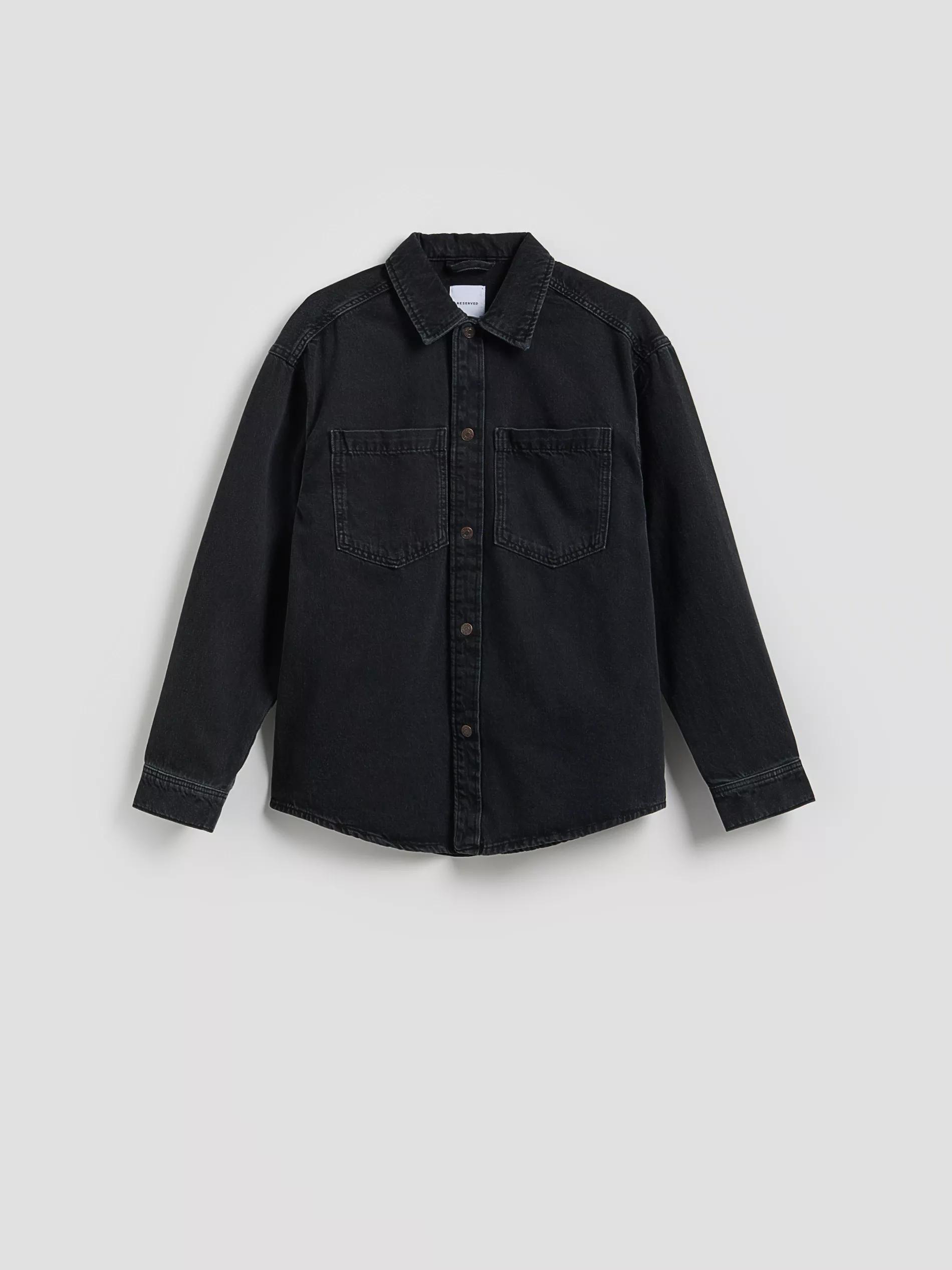 Black Comfort Fit Denim Shirt, , large image number 5