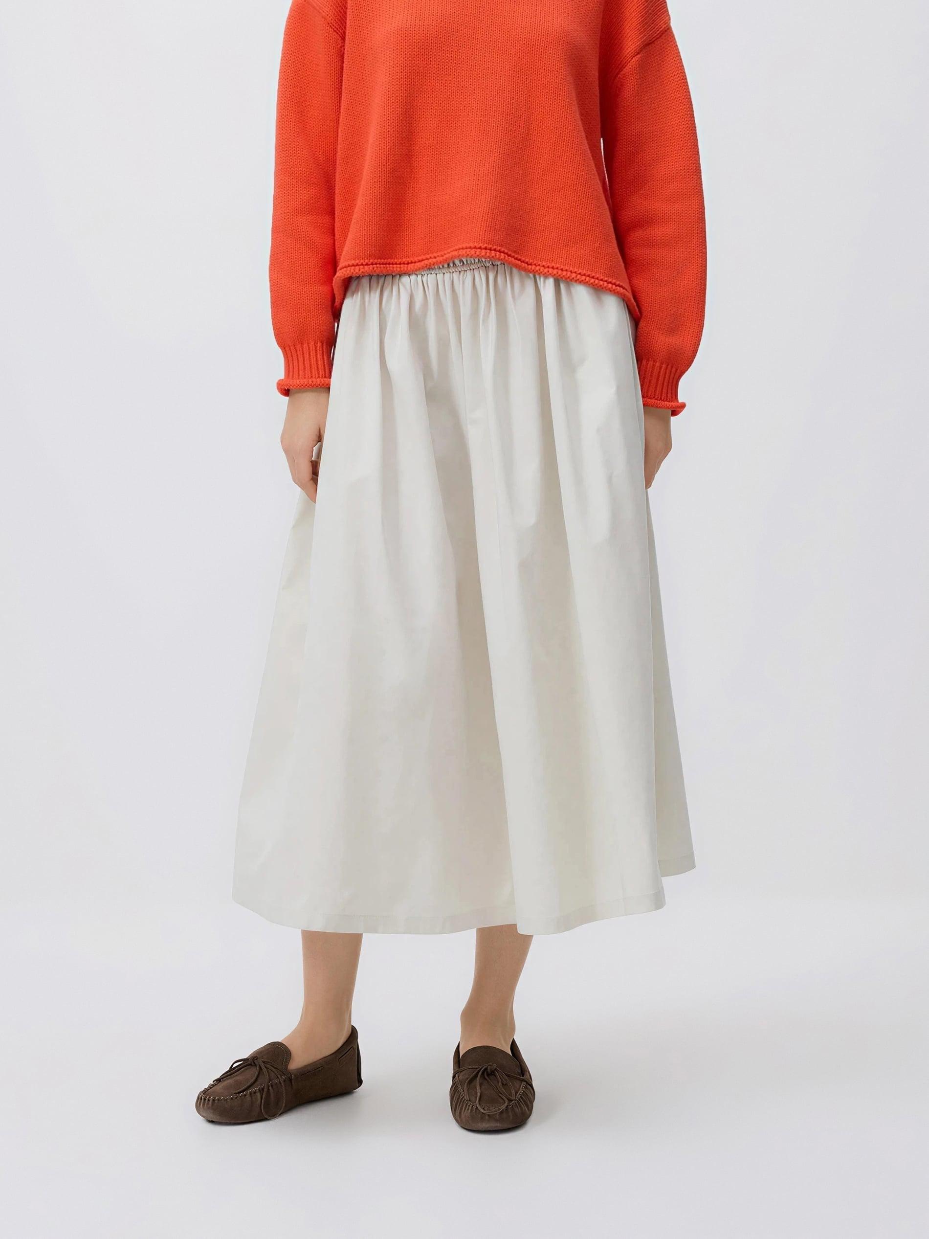 Cream Midi Skirt With Tie Detail, Ivory, large image number 0