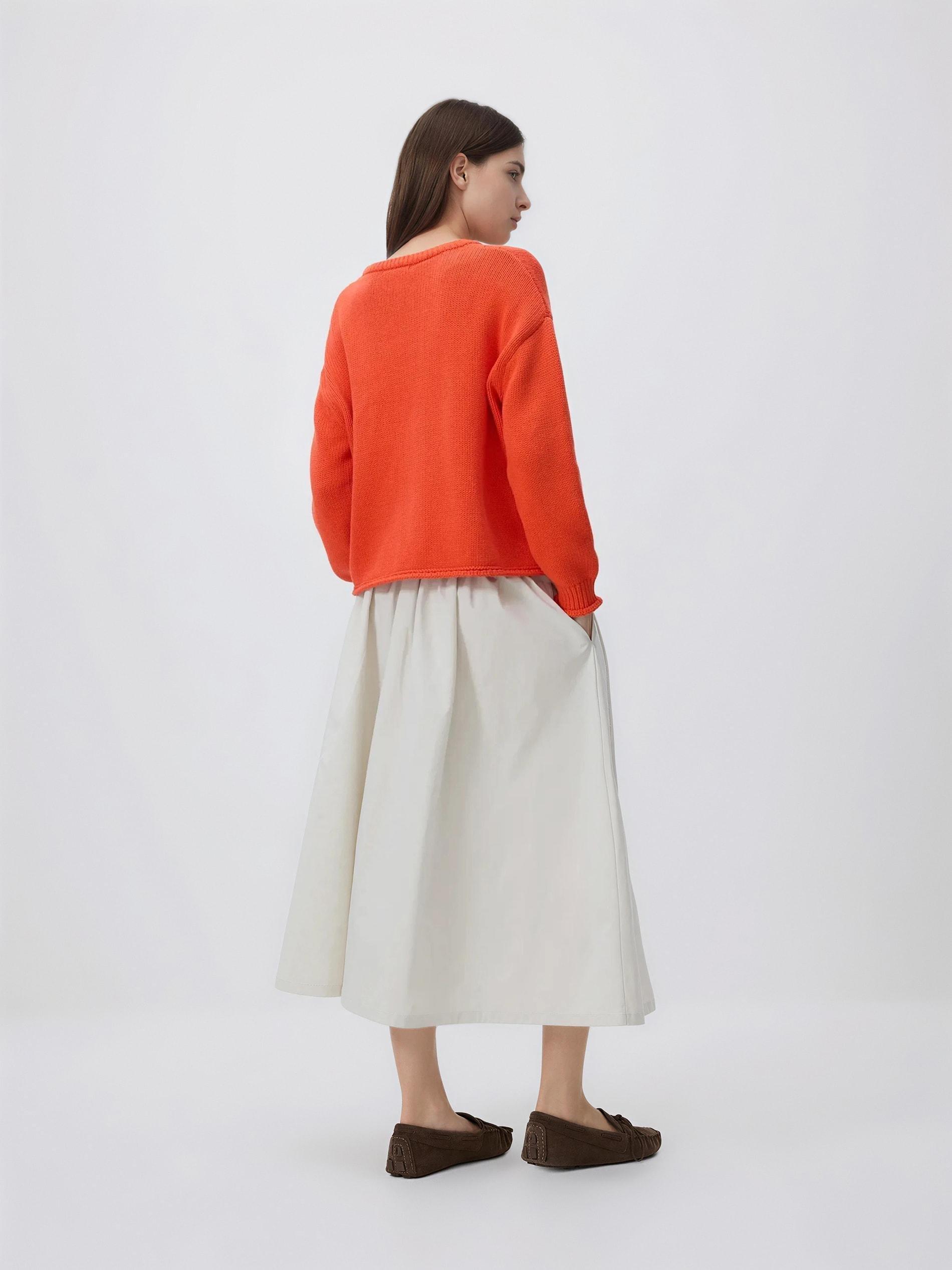 Cream Midi Skirt With Tie Detail, Ivory, large image number 2