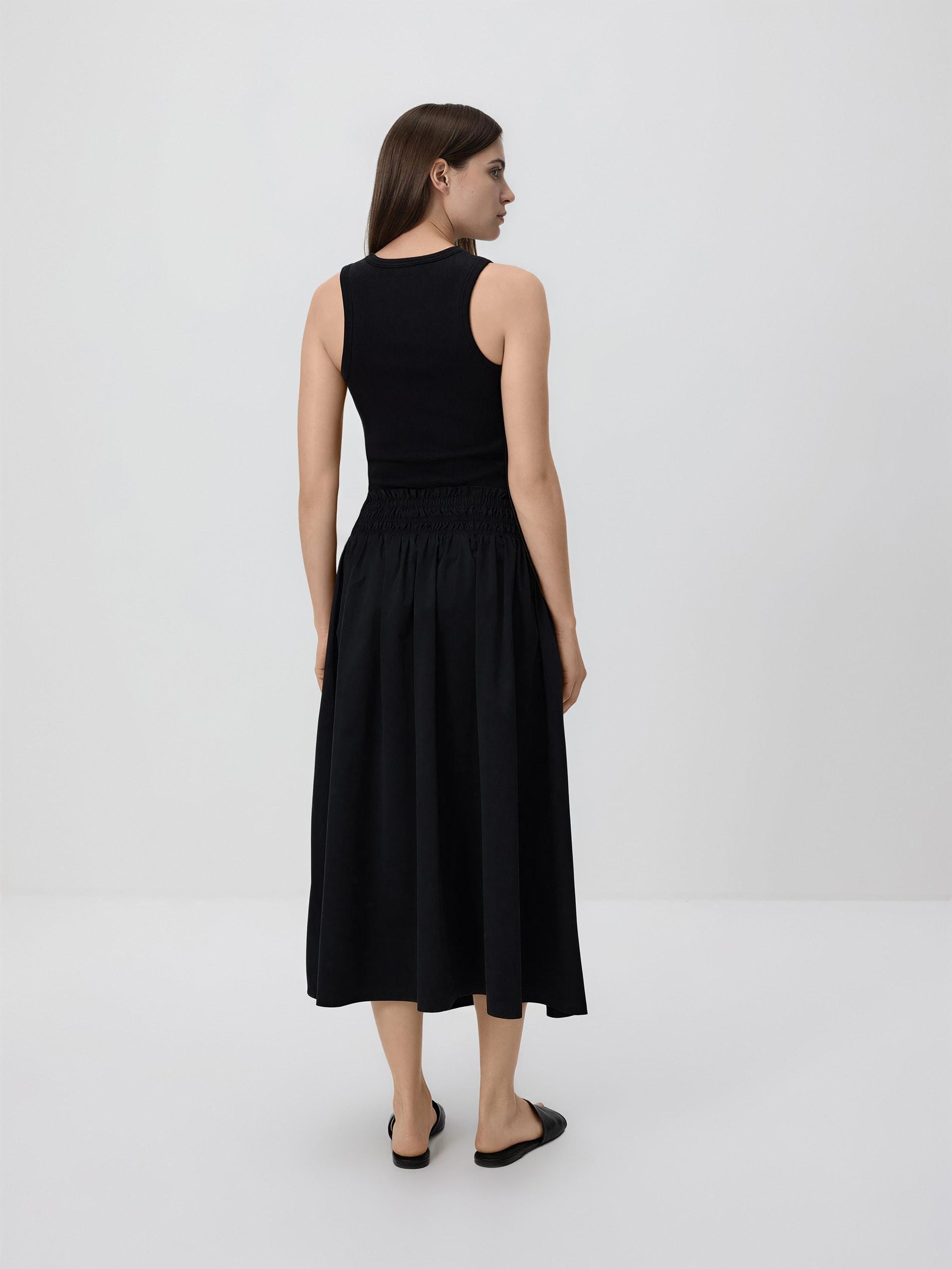 Black Midi Skirt With Tie Detail, Black, large image number 2