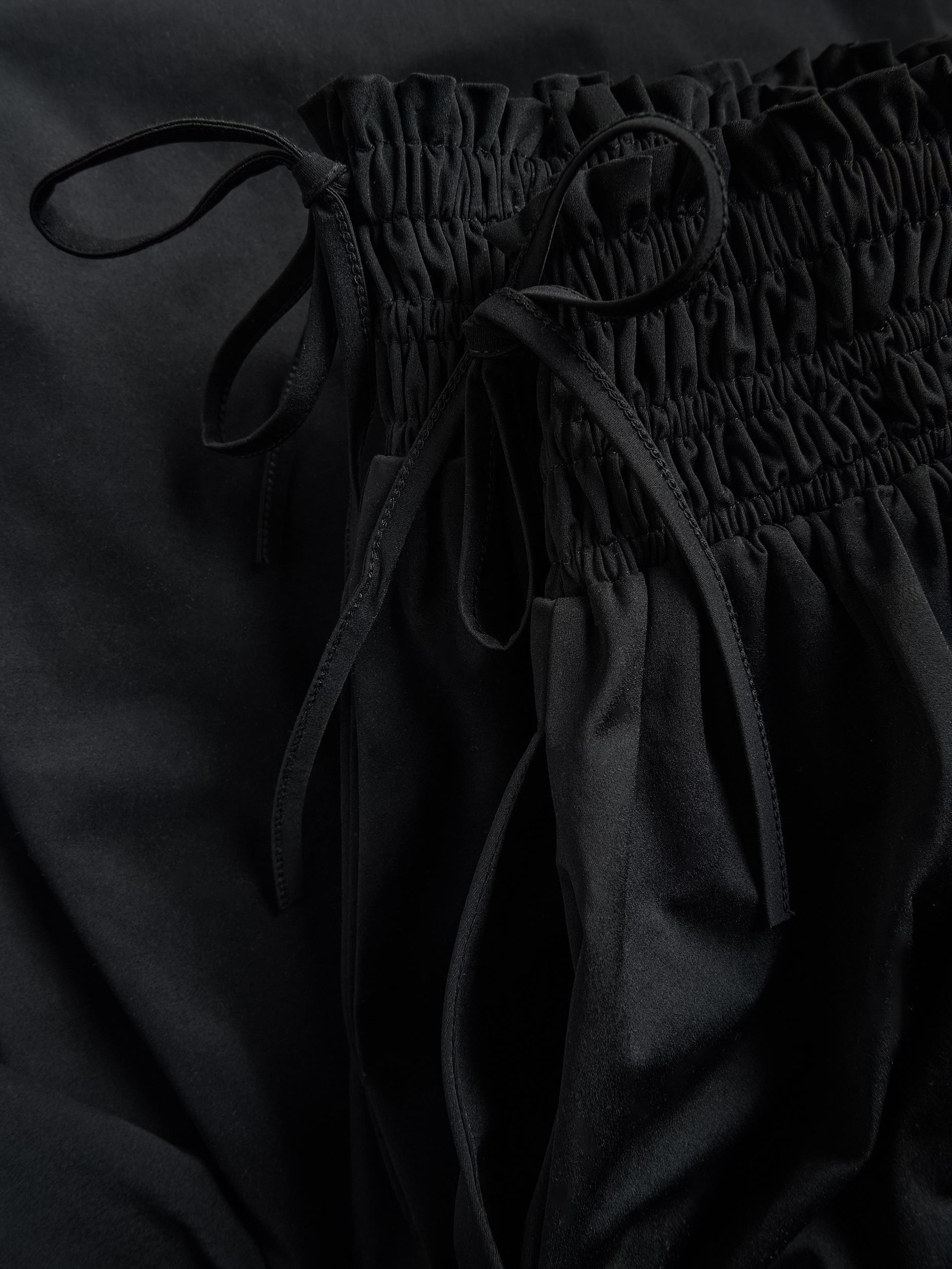 Black Midi Skirt With Tie Detail, Black, large image number 5