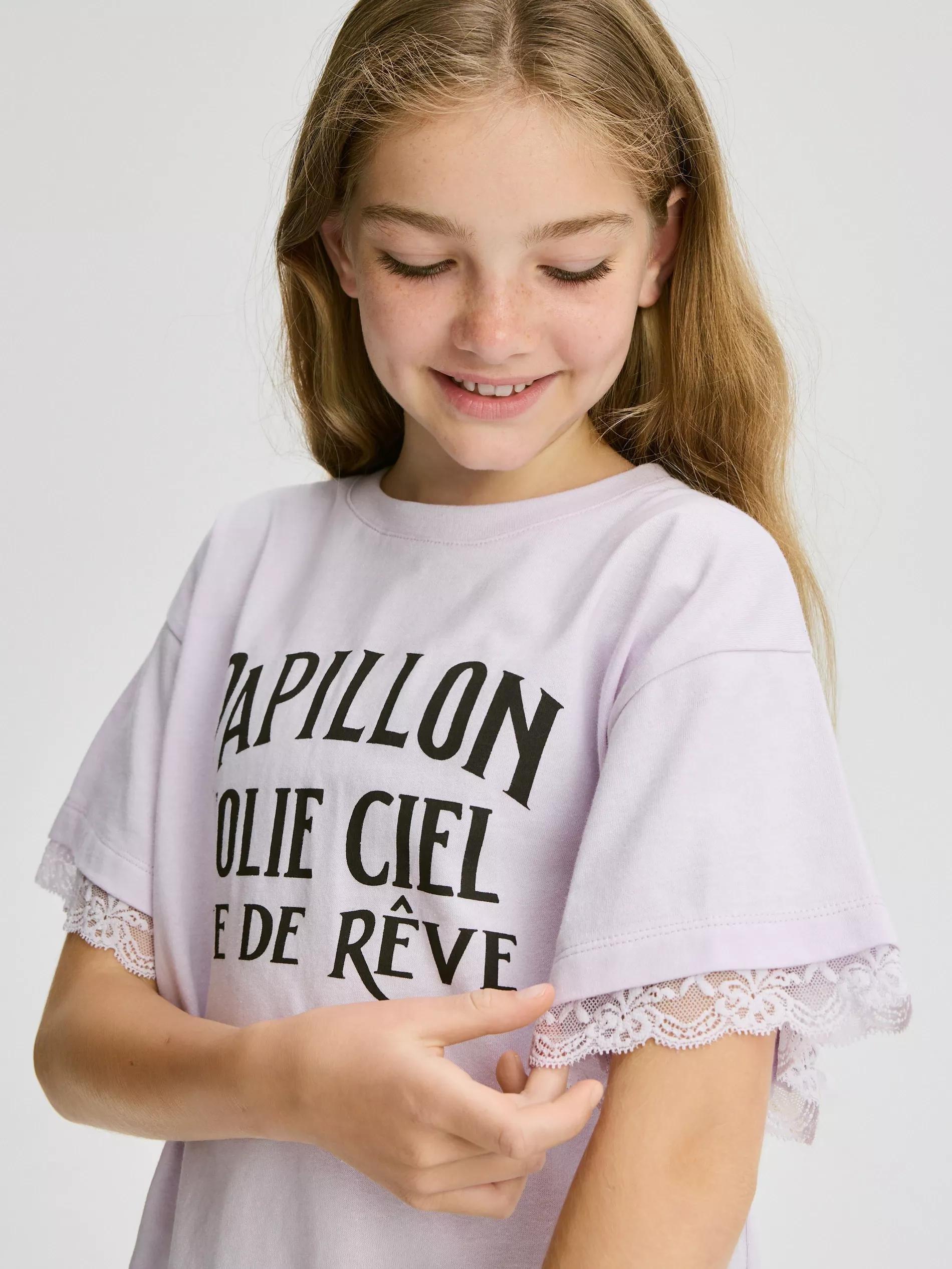 LAVENDER T-shirt with print, Purple, medium