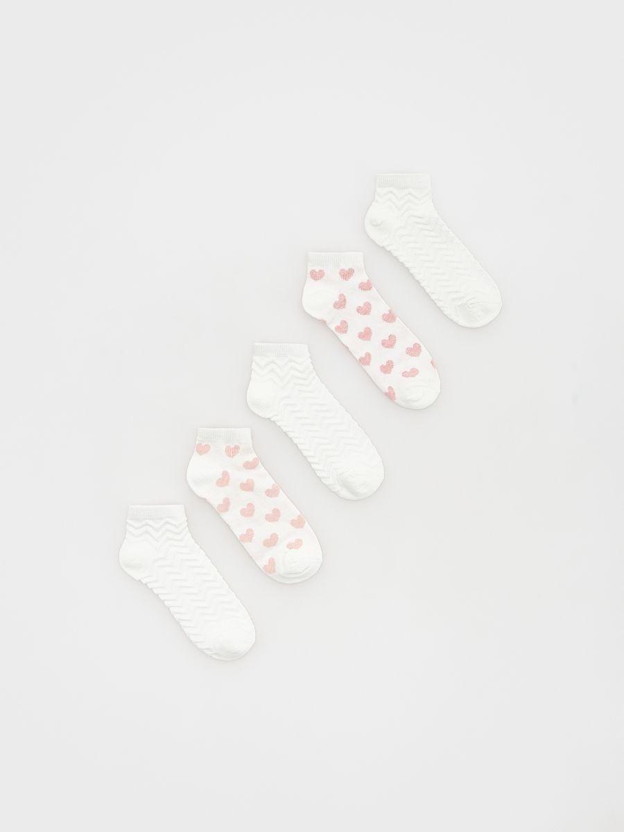 Nude Patterned Socks Set Of 5, Kids Girl, , large image number 0