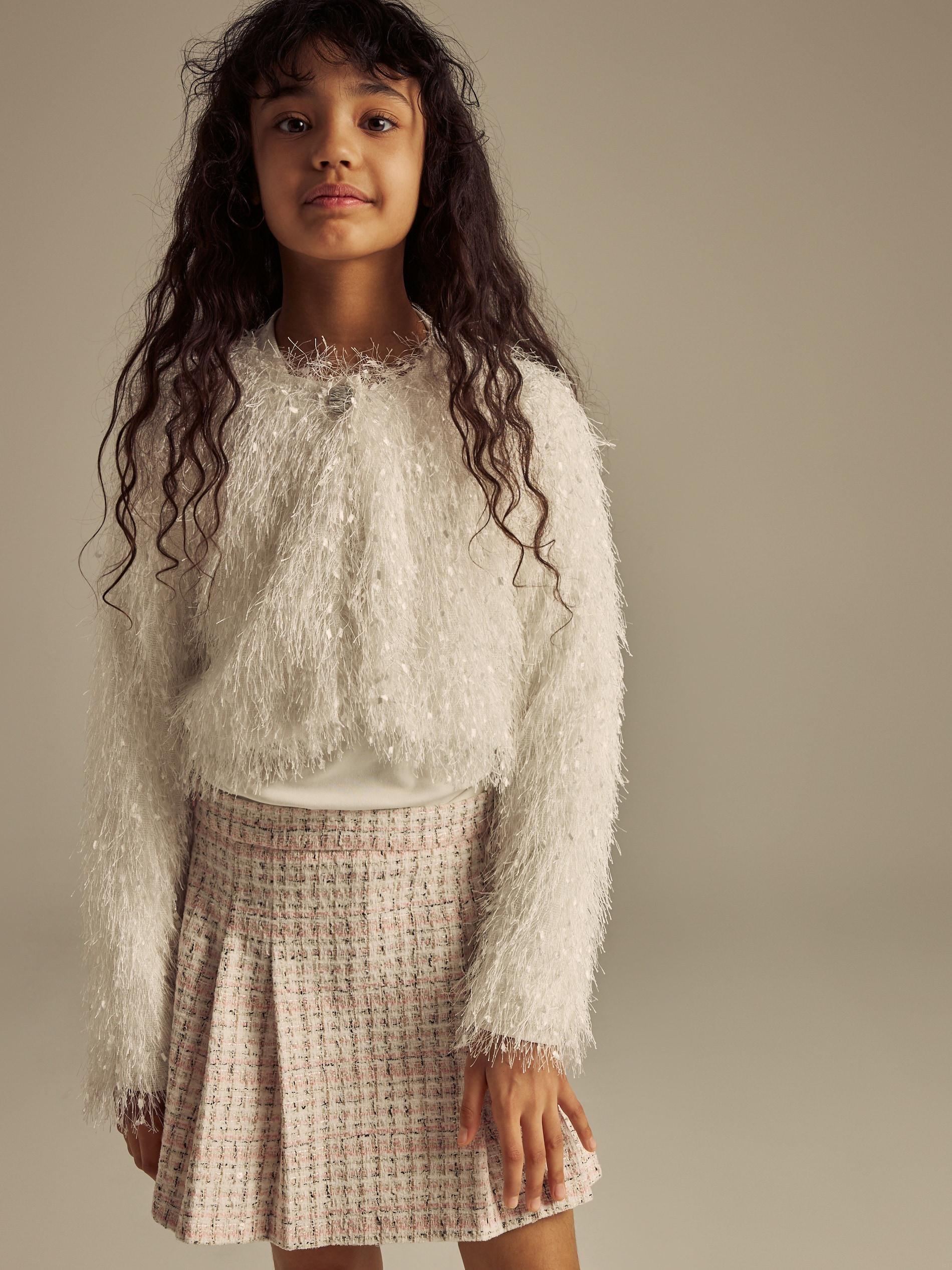 Cream Faux Fur Bolero, Ivory, large image number 0