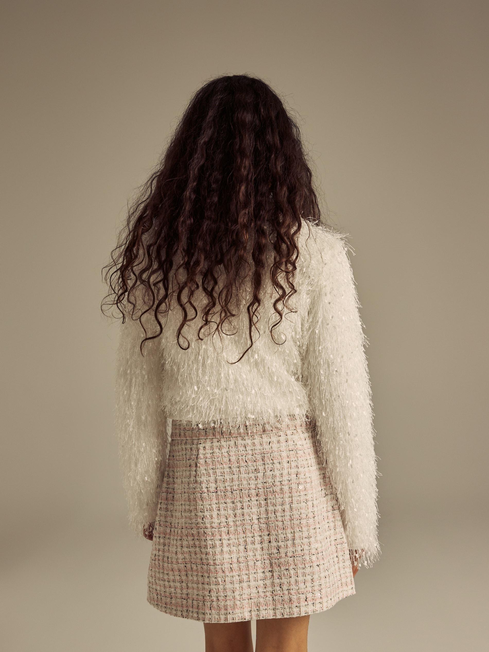 Cream Faux Fur Bolero, Ivory, medium