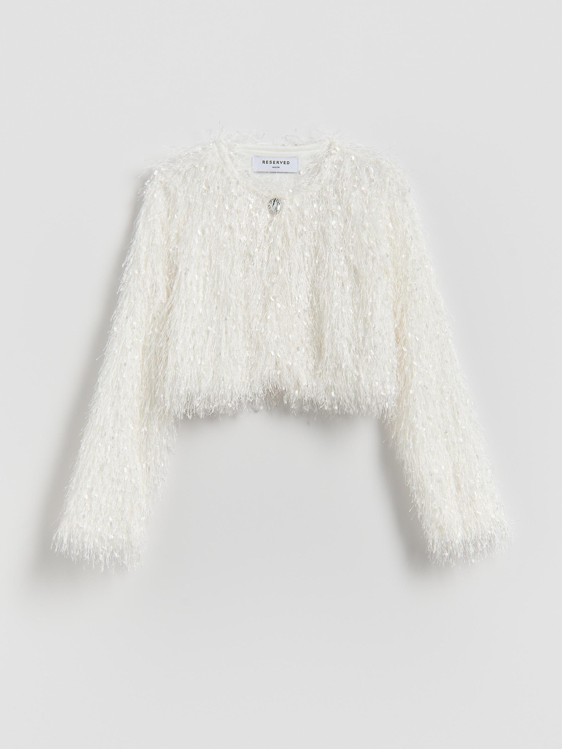 Cream Faux Fur Bolero, Ivory, large image number 2