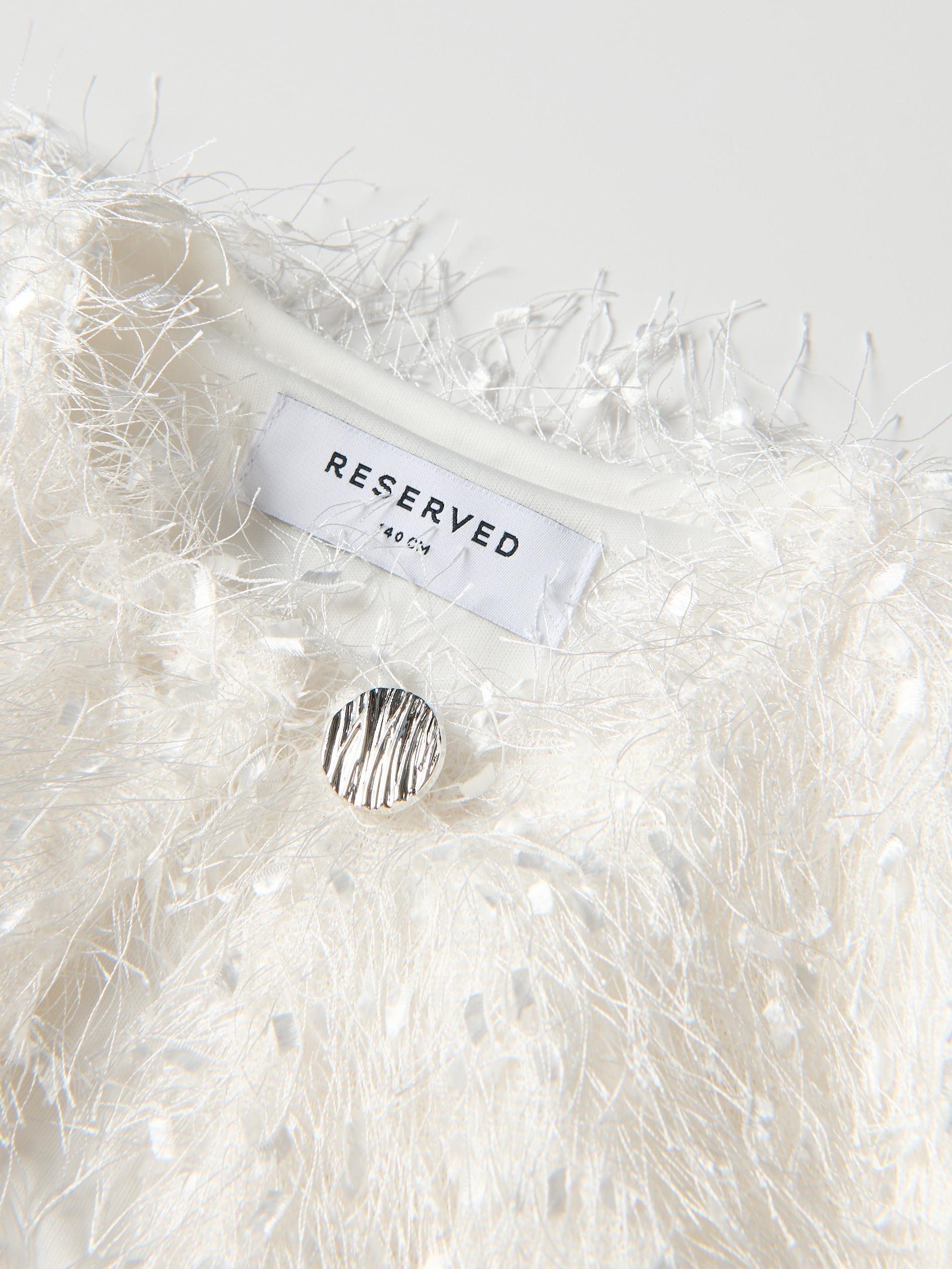 Cream Faux Fur Bolero, Ivory, large image number 5