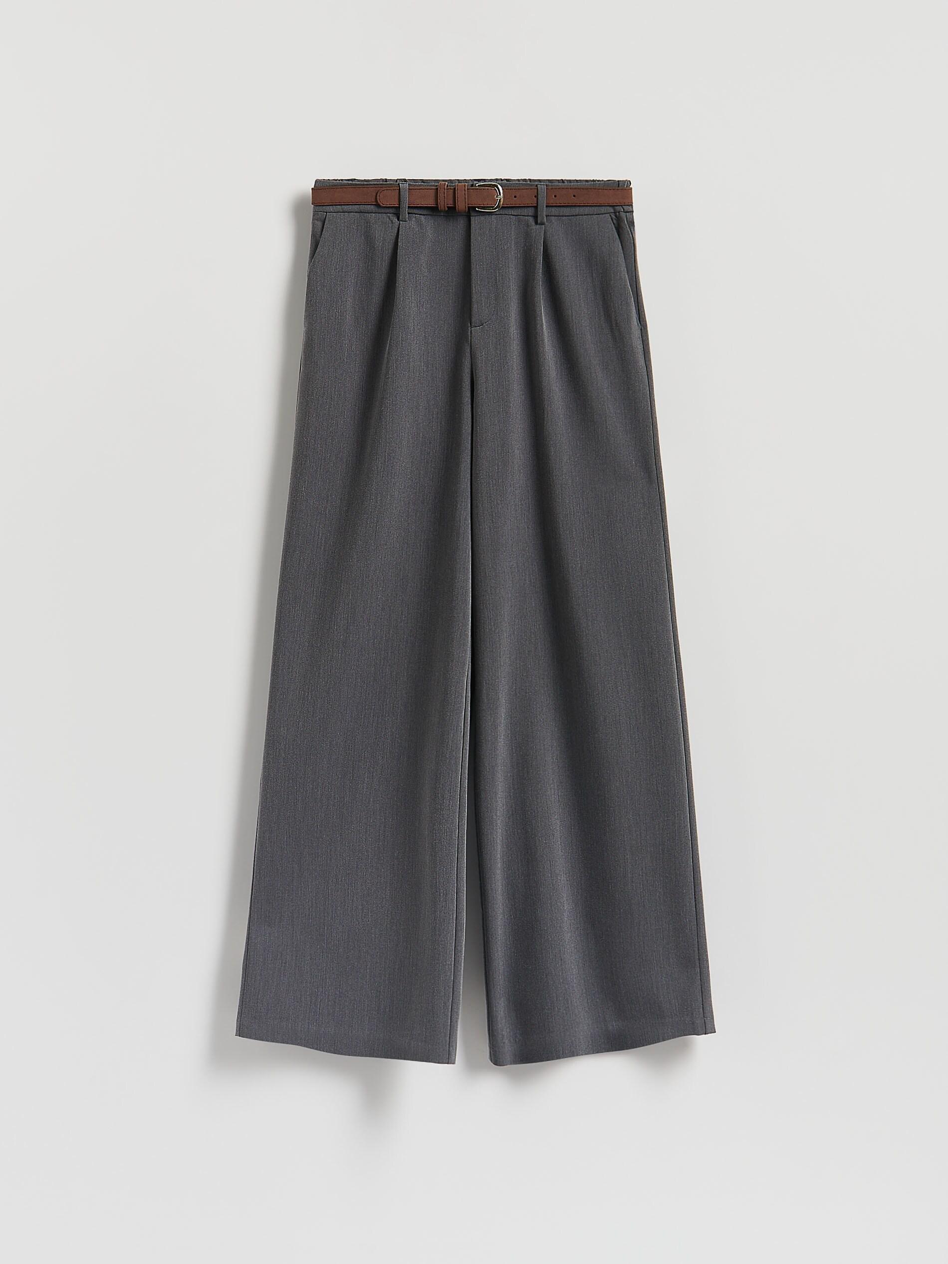Grey Loose Trousers With Belt, Grey, large image number 4