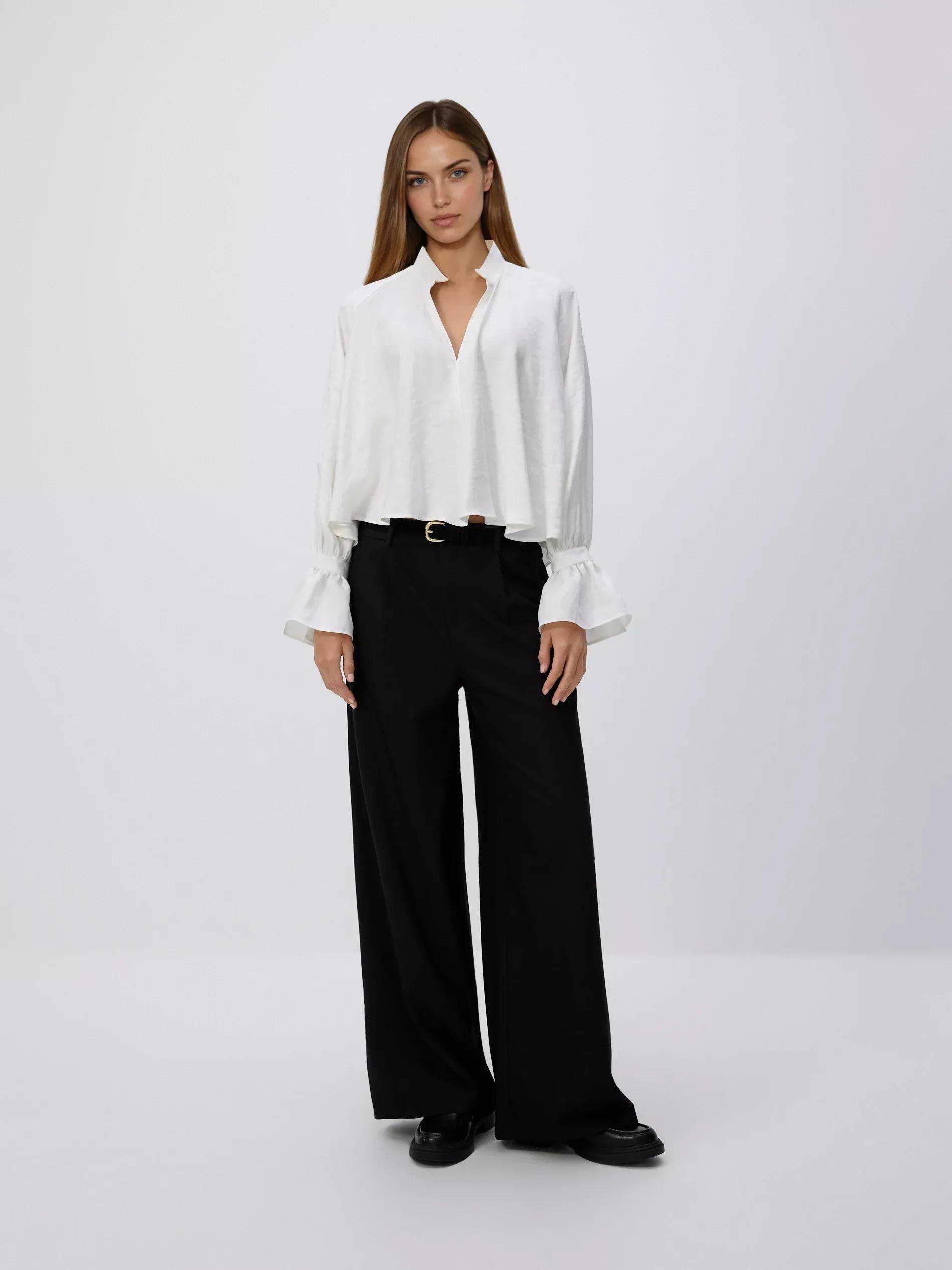 Black Loose Trousers With Belt, Black, large image number 0