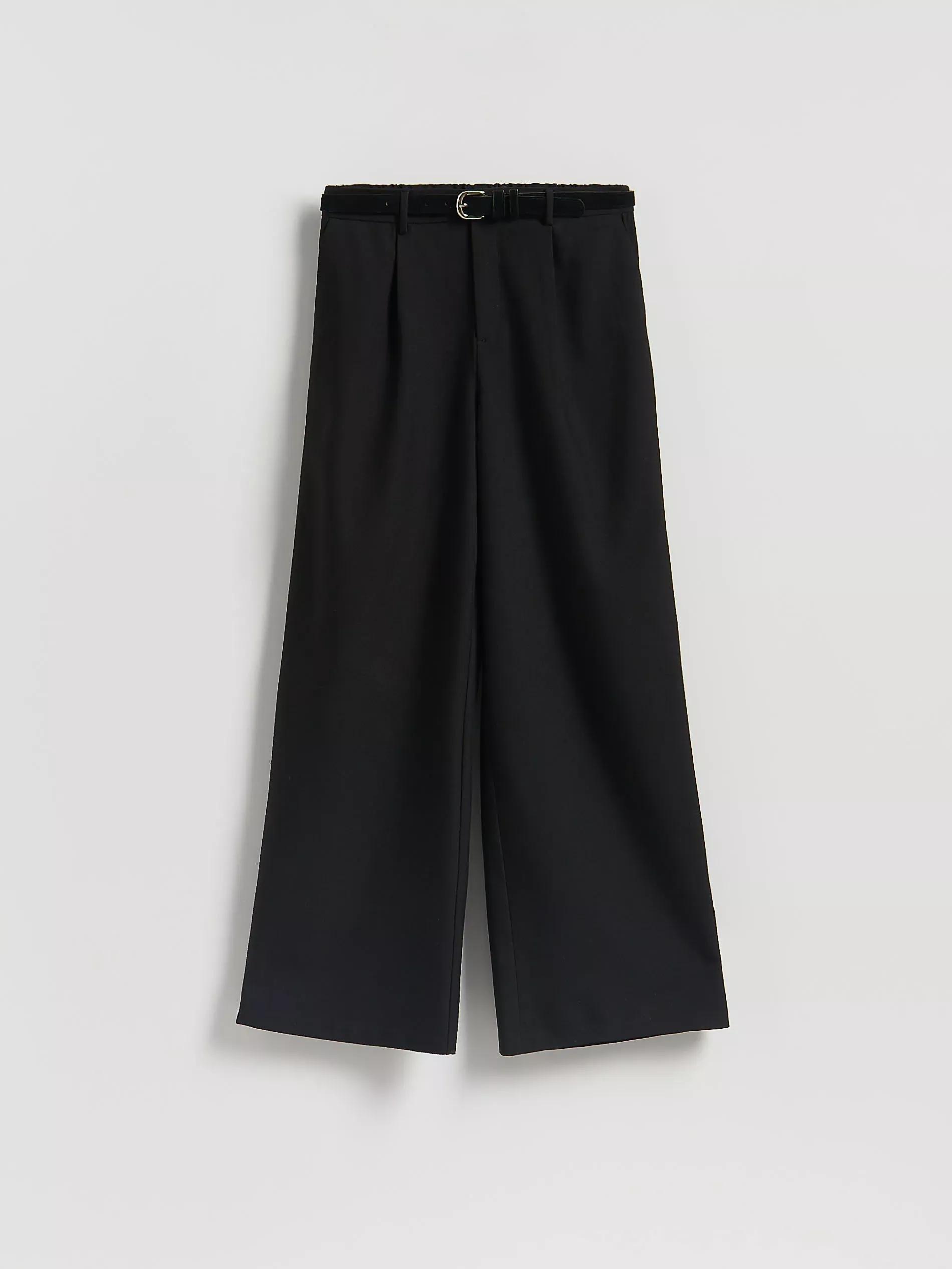 Black Loose Trousers With Belt, Black, large image number 2