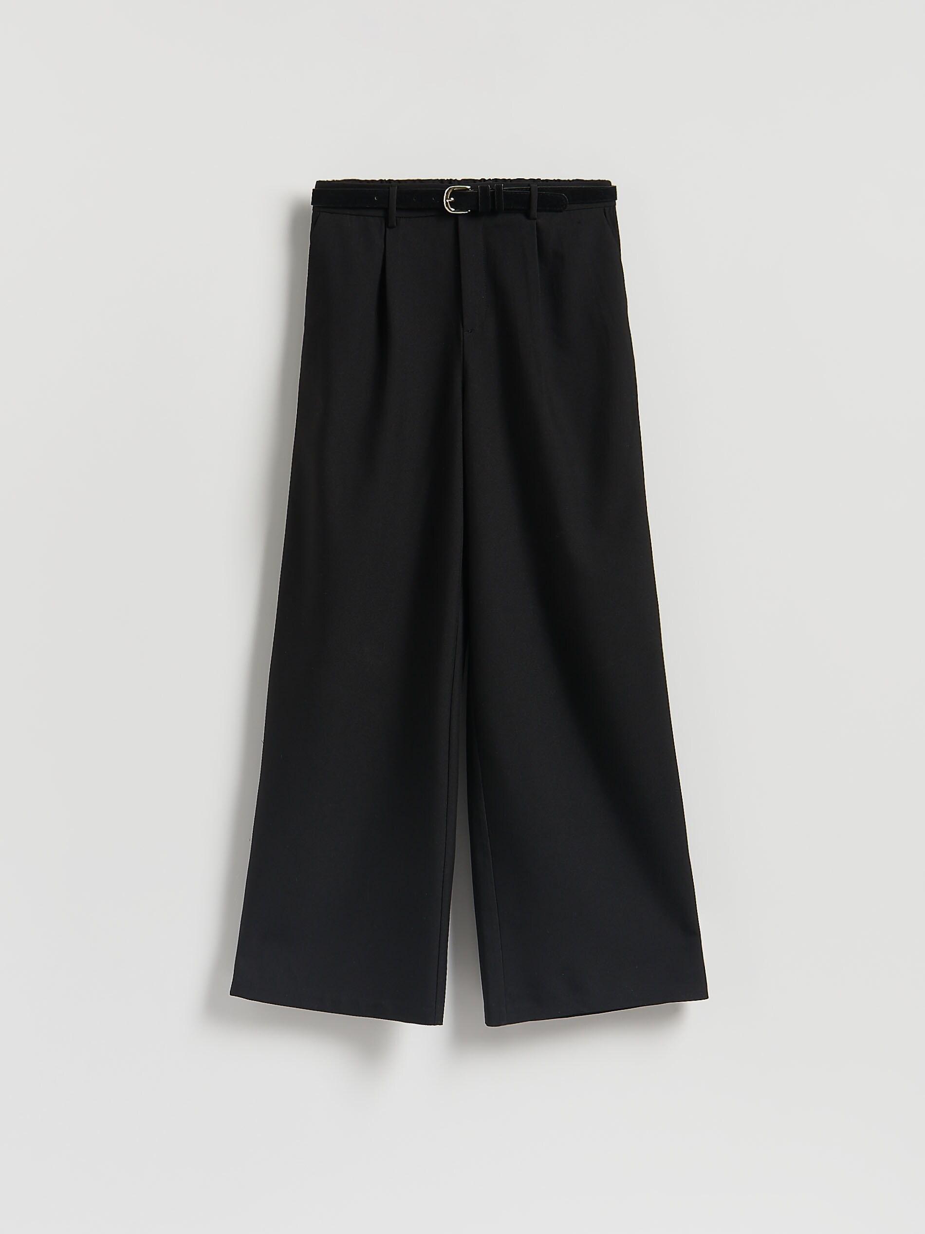Black Loose Trousers With Belt, Black, large image number 4