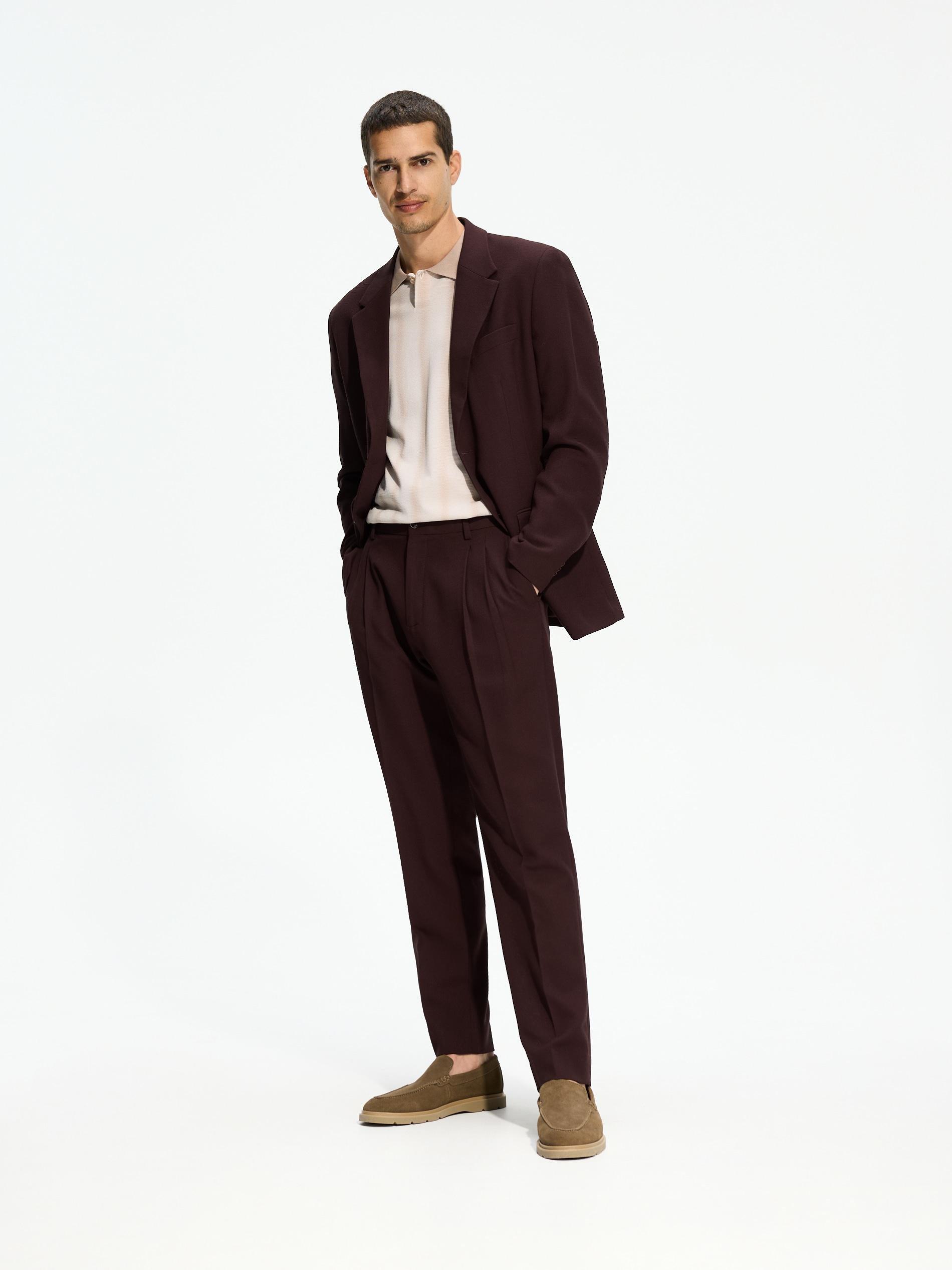 Maroon Slim Suit Trousers, Burgundy, large image number 0