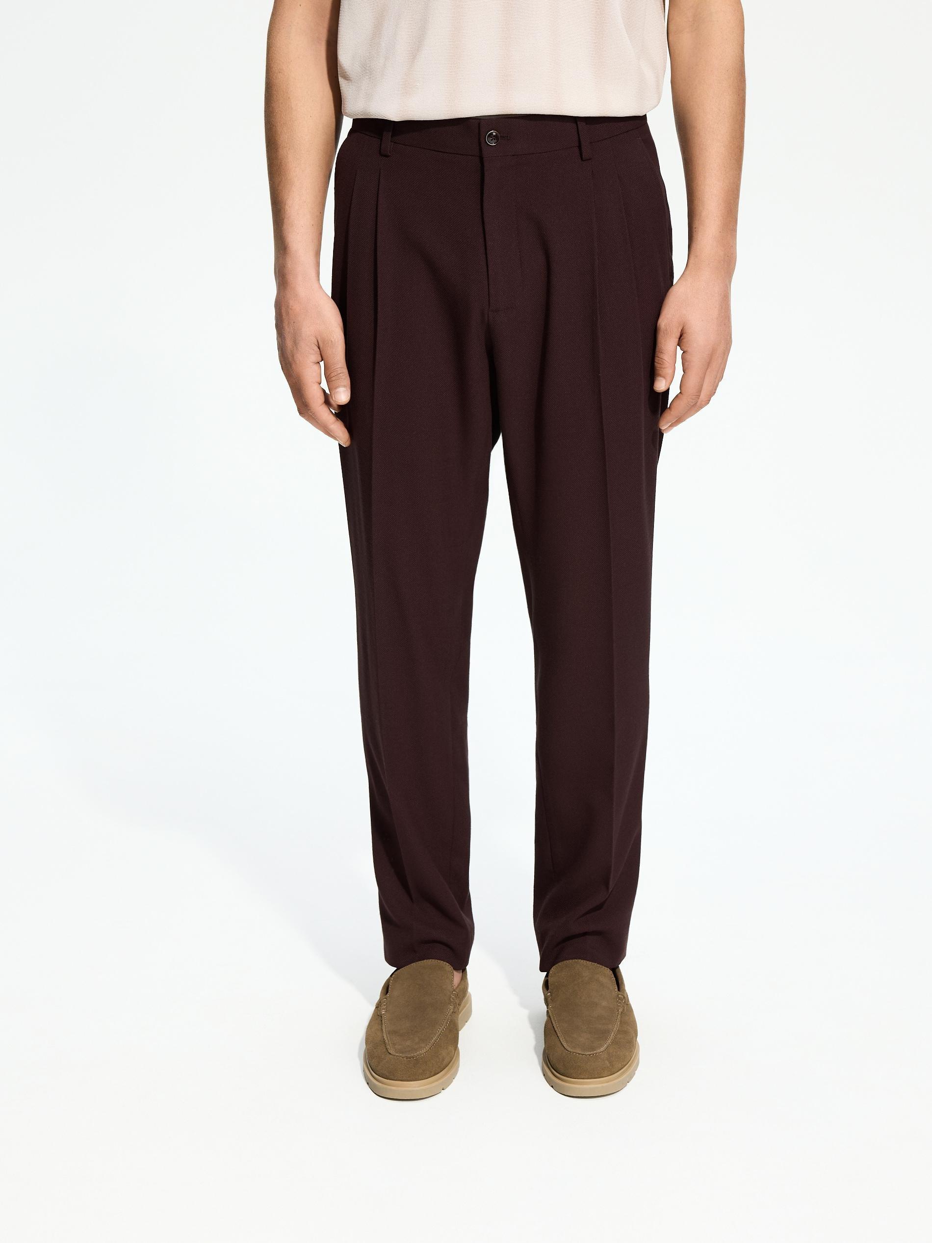 Maroon Slim Suit Trousers, Burgundy, medium