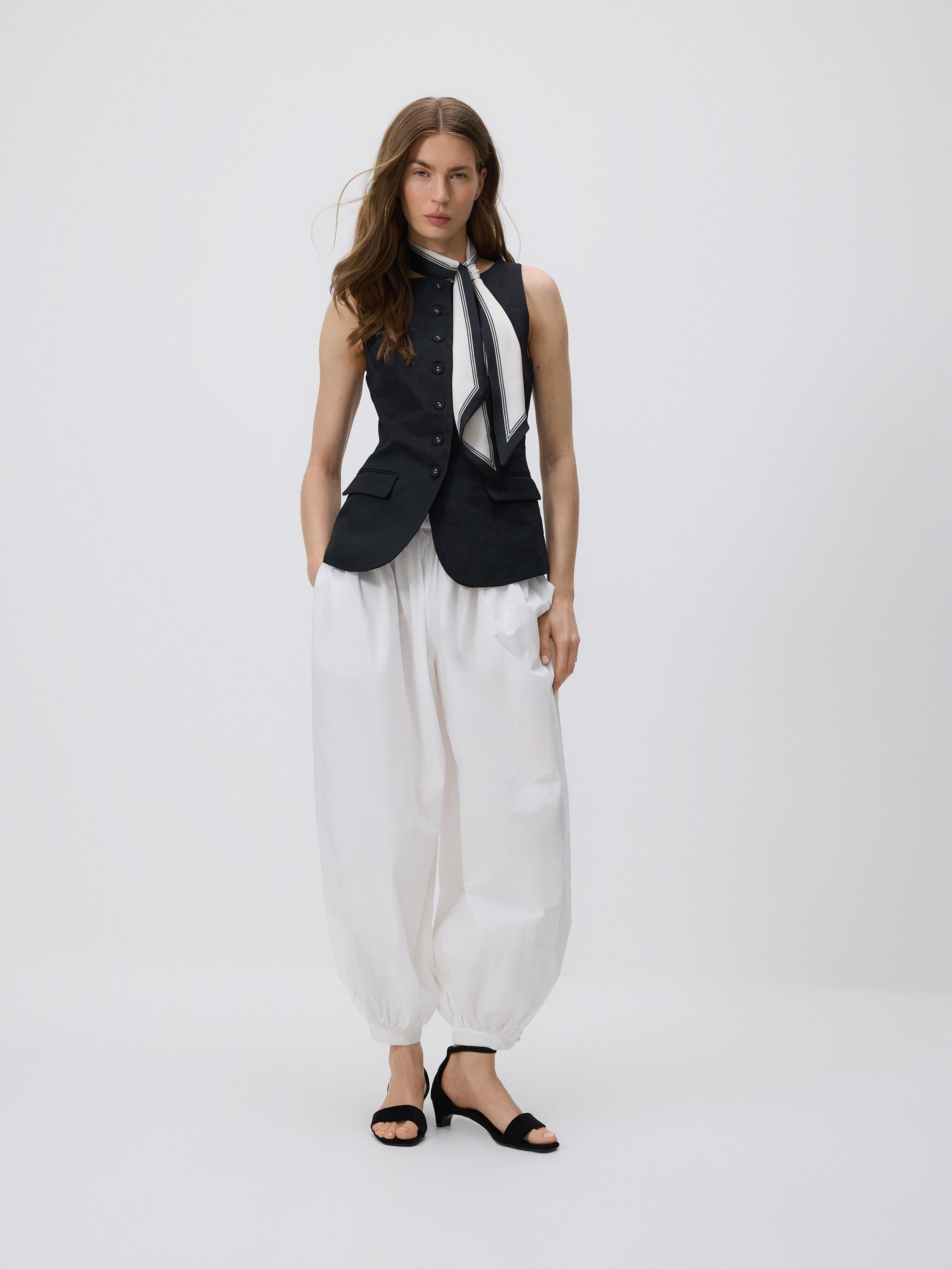 Black Linen Vest, Black, large image number 3
