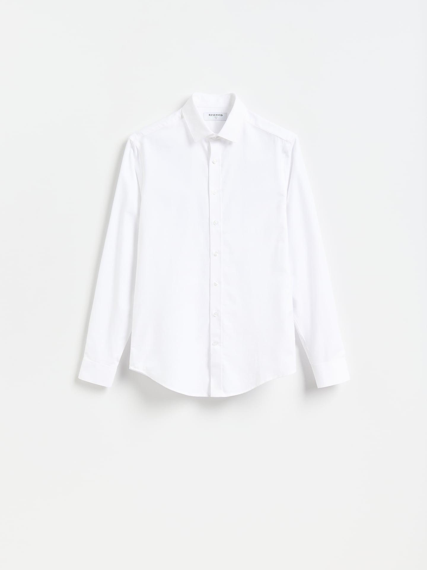 White Slim Fit Egyptian Cotton Shirt, White, medium