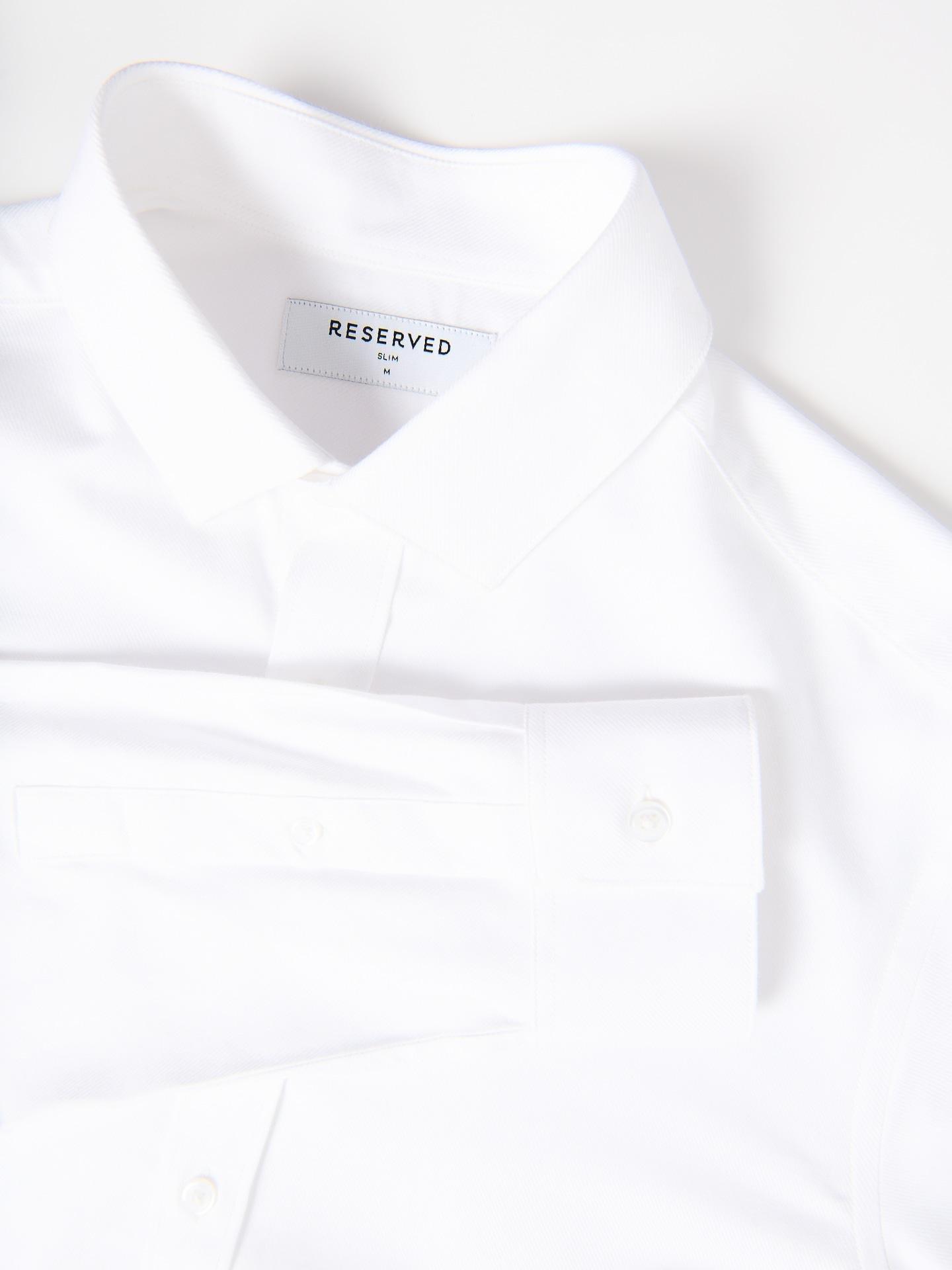 White Slim Fit Egyptian Cotton Shirt, White, large image number 1