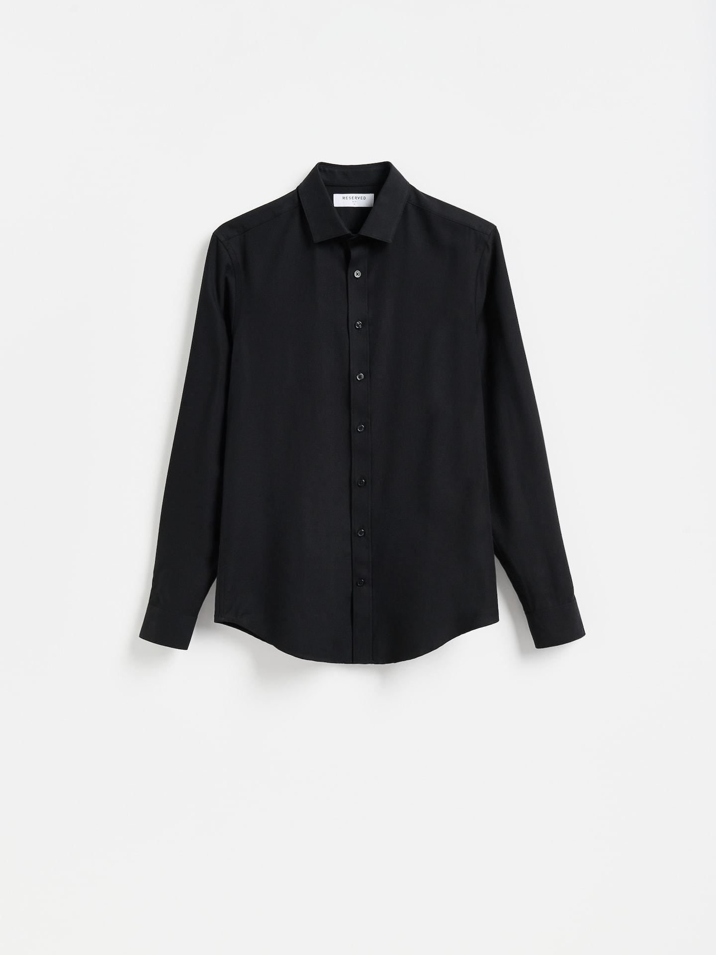Black Slim Fit Egyptian Cotton Shirt, Black, medium