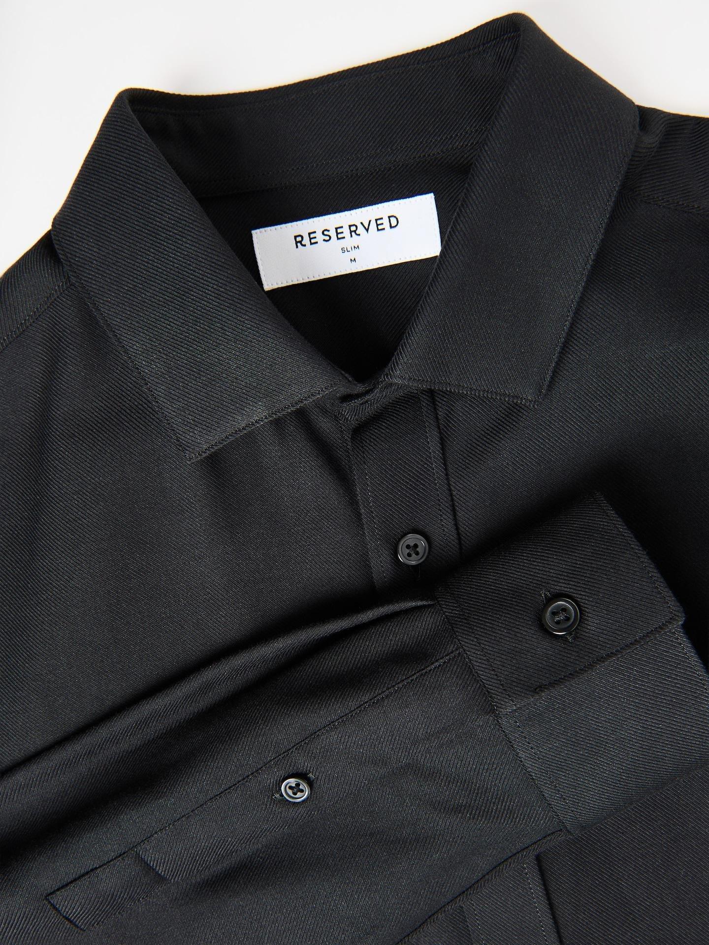 Black Slim Fit Egyptian Cotton Shirt, Black, large image number 1