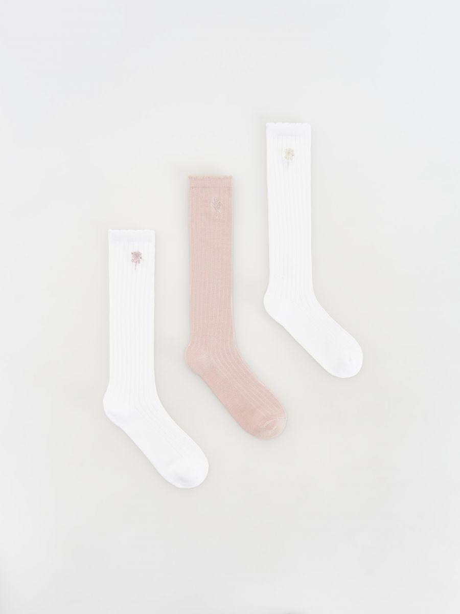 White Knee-Length Socks, Kids Girl, , large image number 0