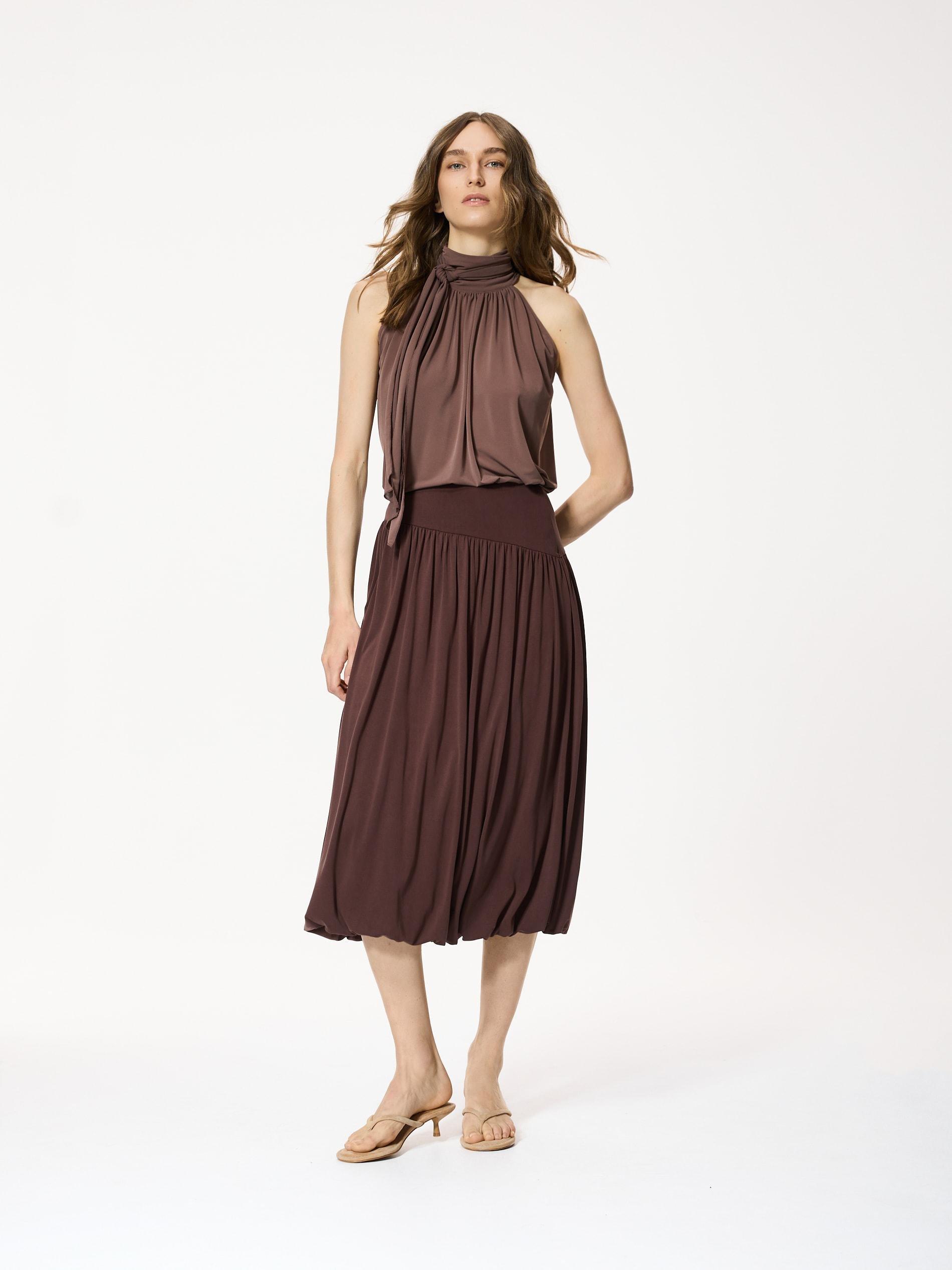 Brown Modal Rich Midi Skirt, Brown, large image number 0
