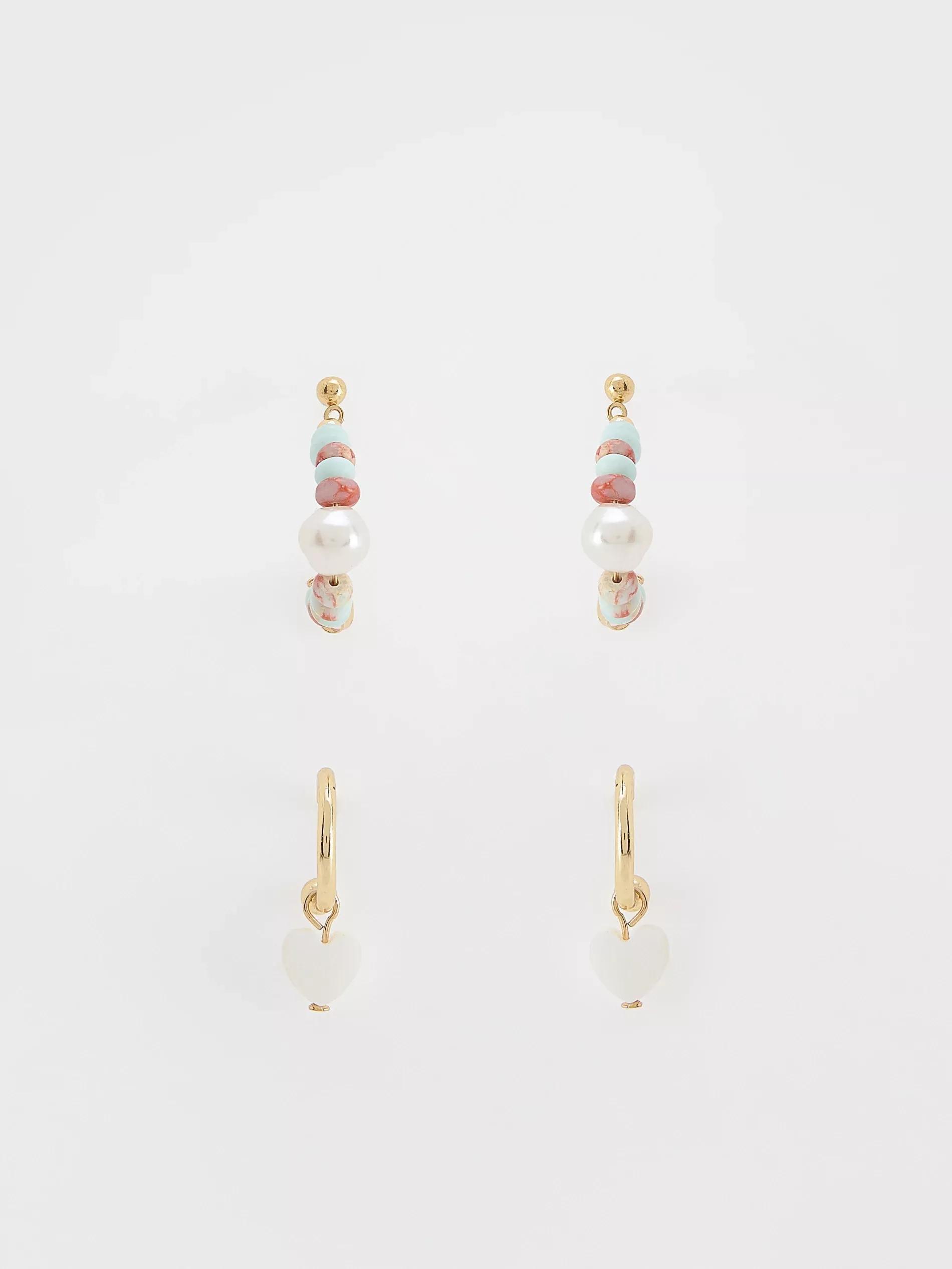 Gold Earrings Set, Golden, large image number 1