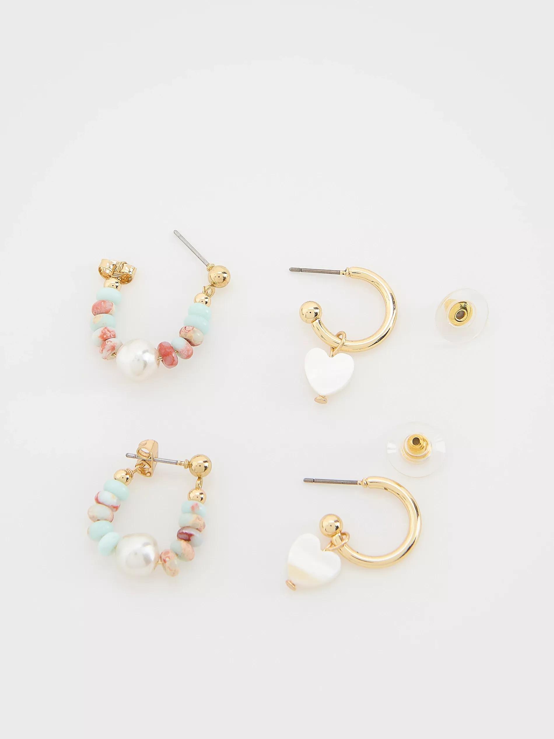 Gold Earrings Set, Golden, large image number 2