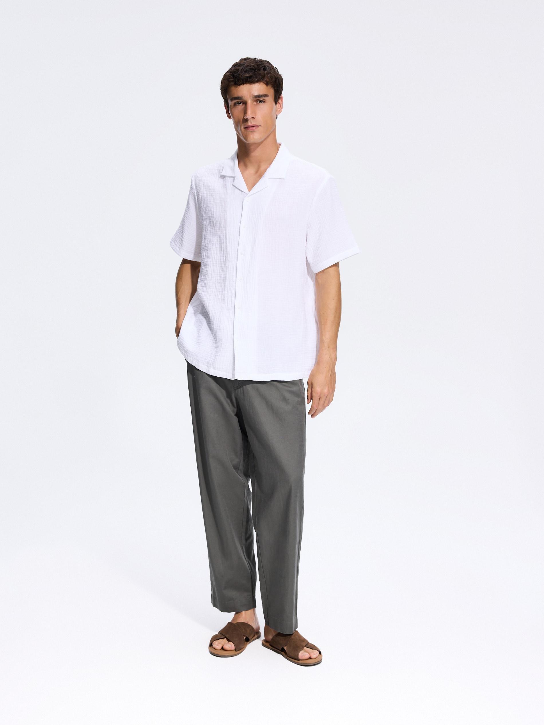 White Comfort Fit Muslin Shirt, White, medium