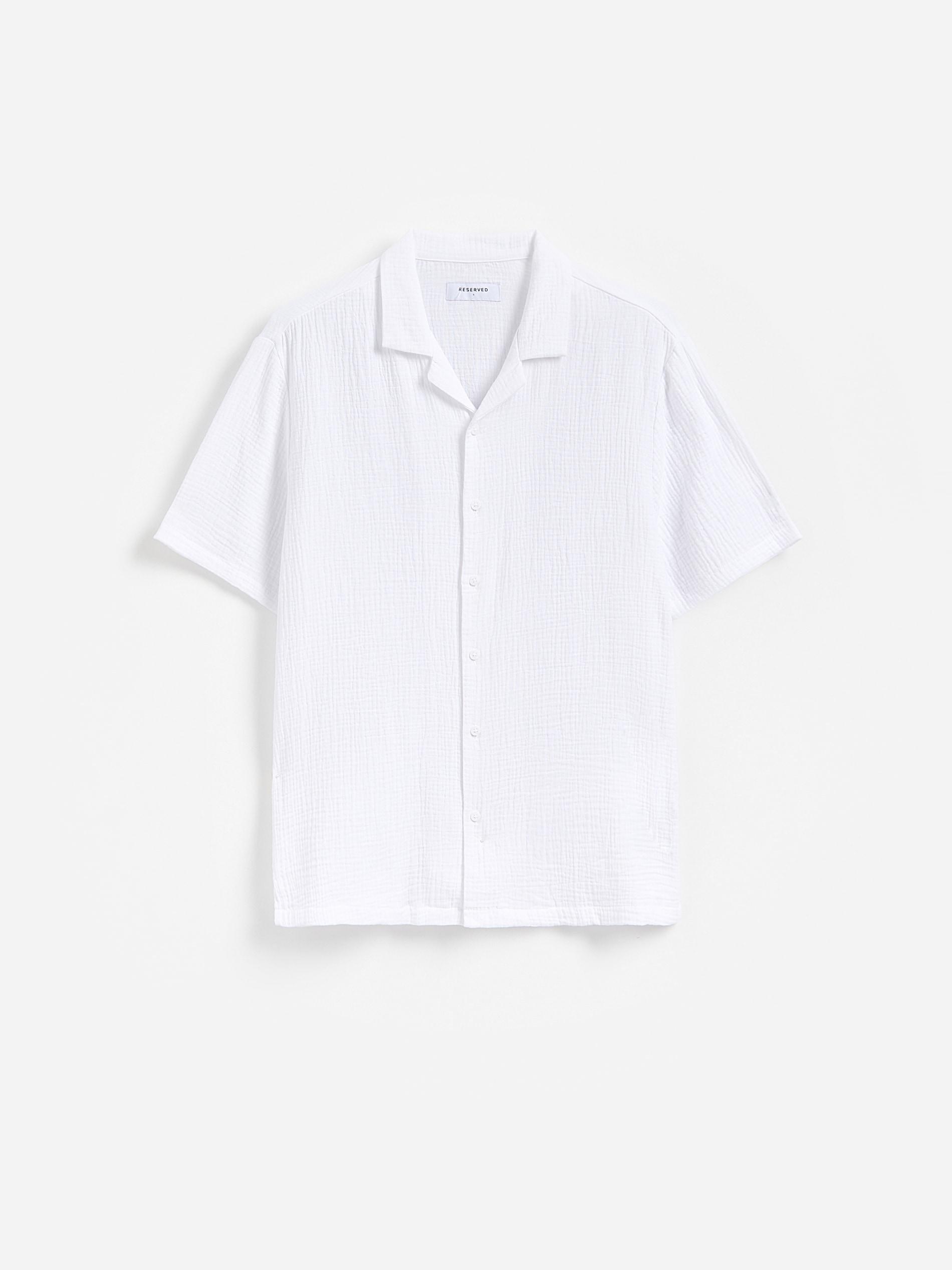 White Comfort Fit Muslin Shirt, White, large image number 3