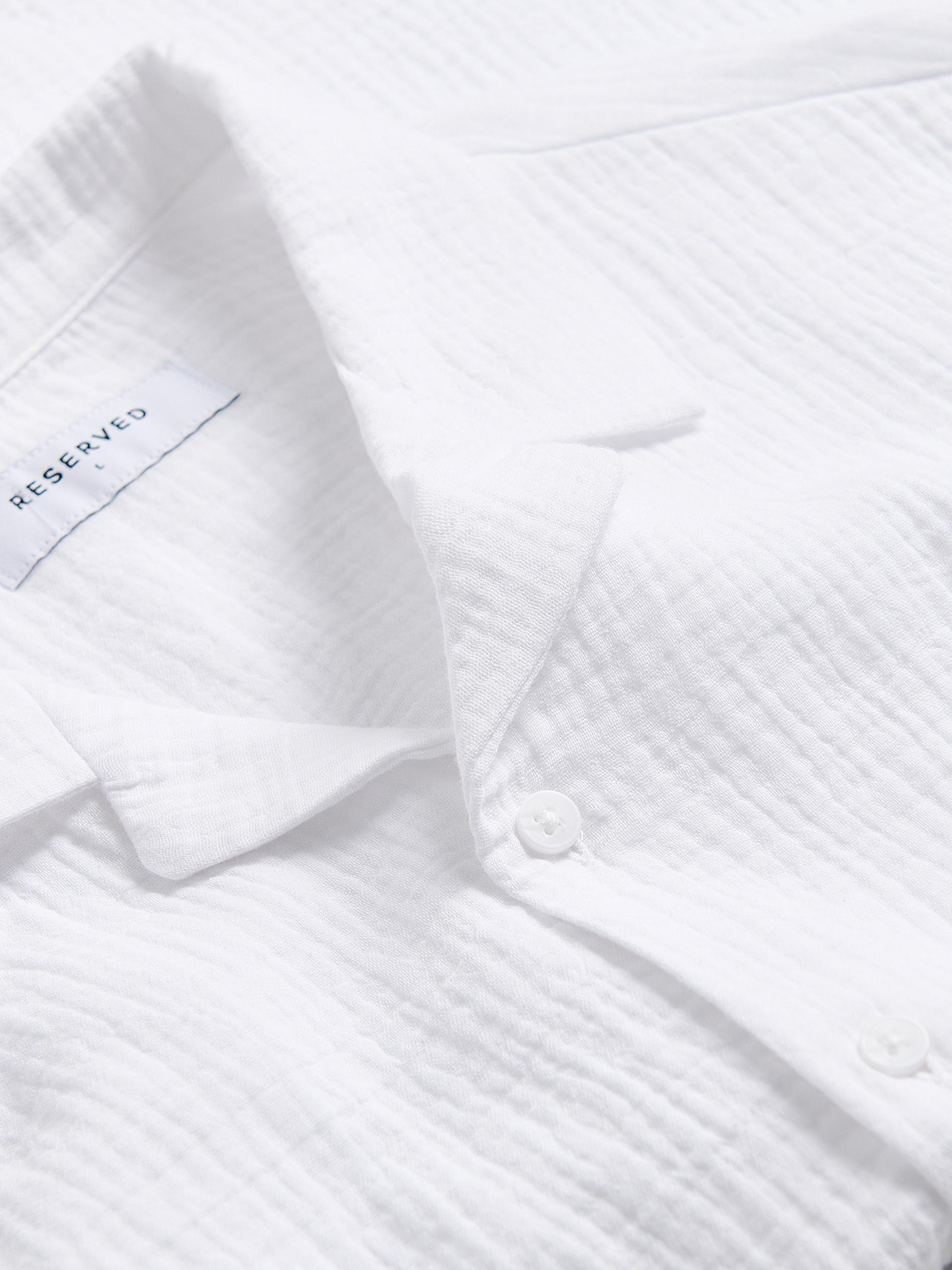 White Comfort Fit Muslin Shirt, White, large image number 4