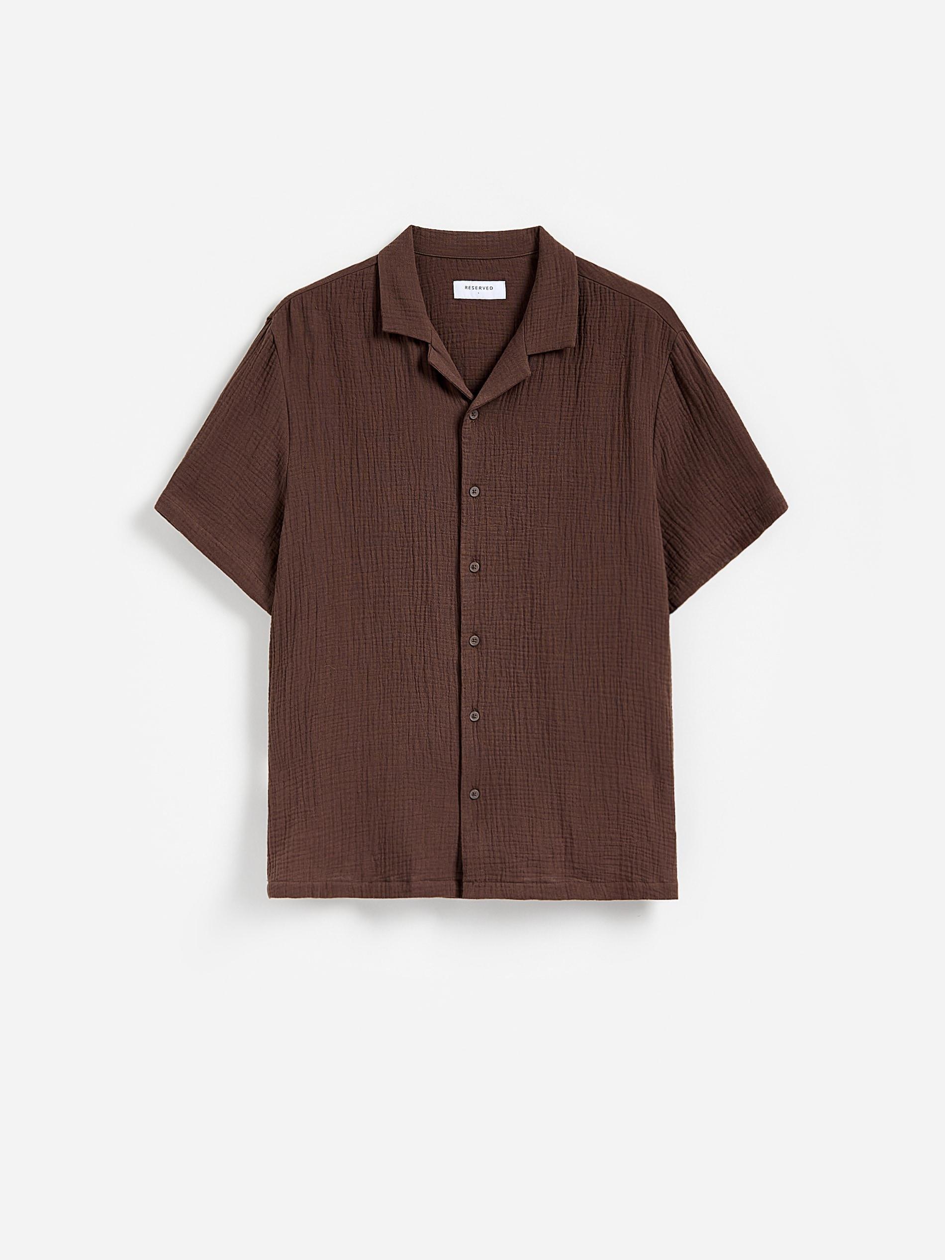 Brown Comfort Fit Muslin Shirt, Brown, large image number 3
