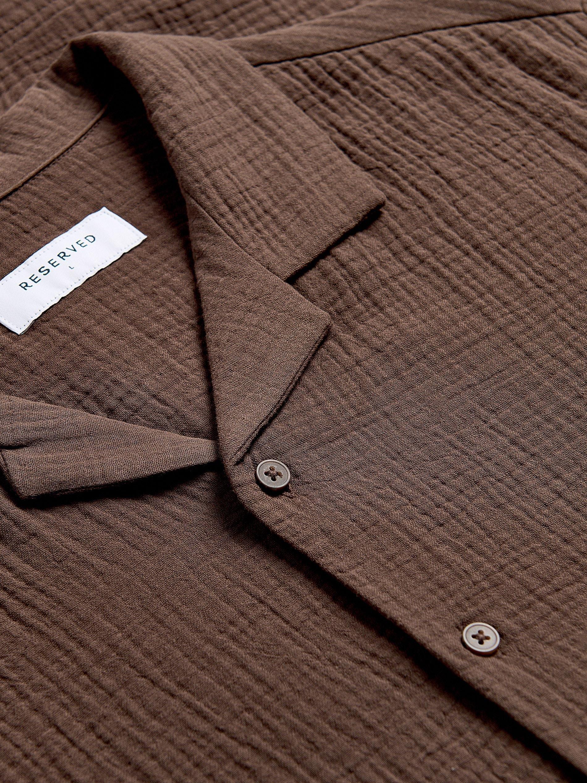 Brown Comfort Fit Muslin Shirt, Brown, large image number 4